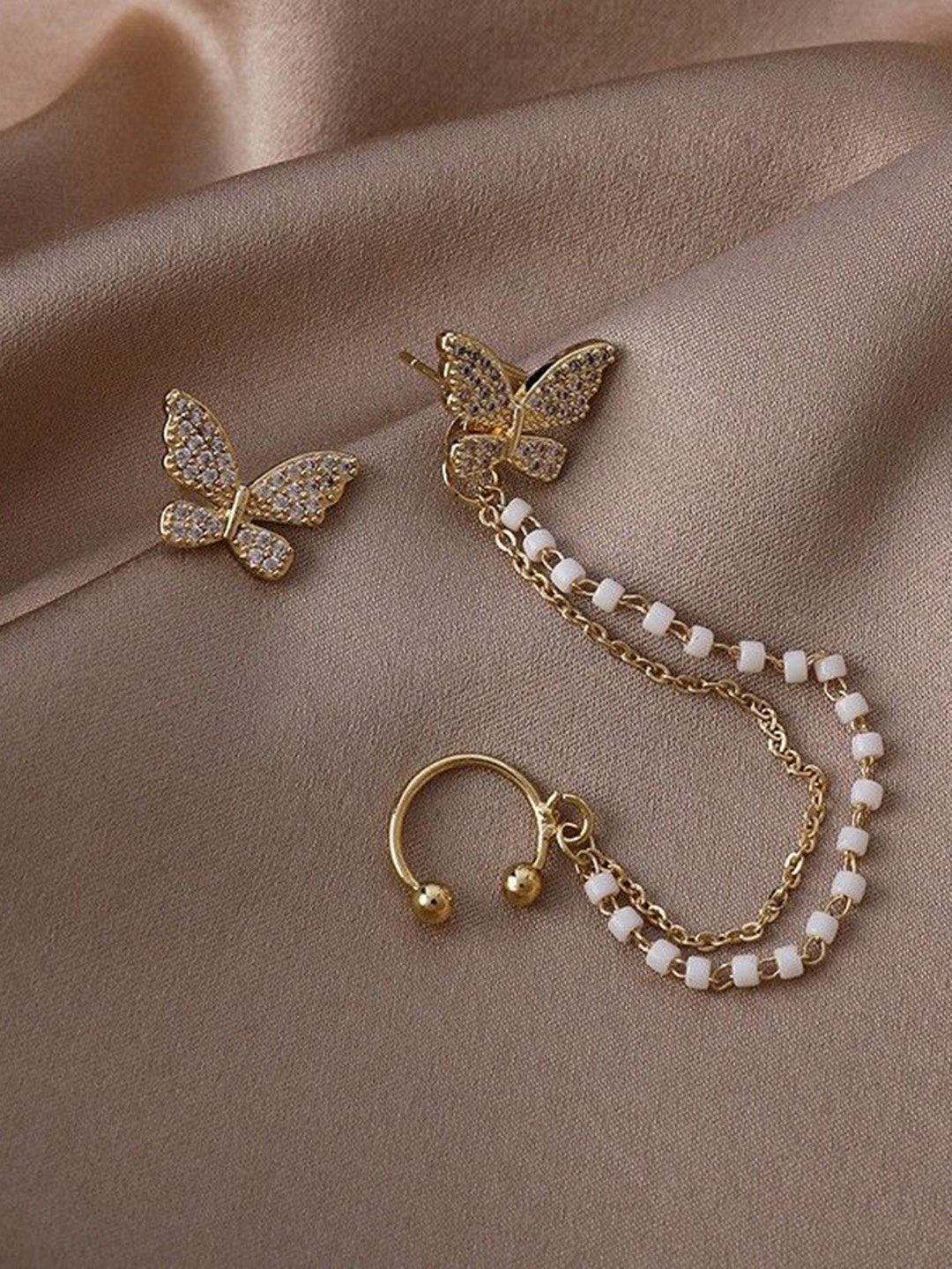 

Celestique Gold Plated Contemporary Drop Earrings
