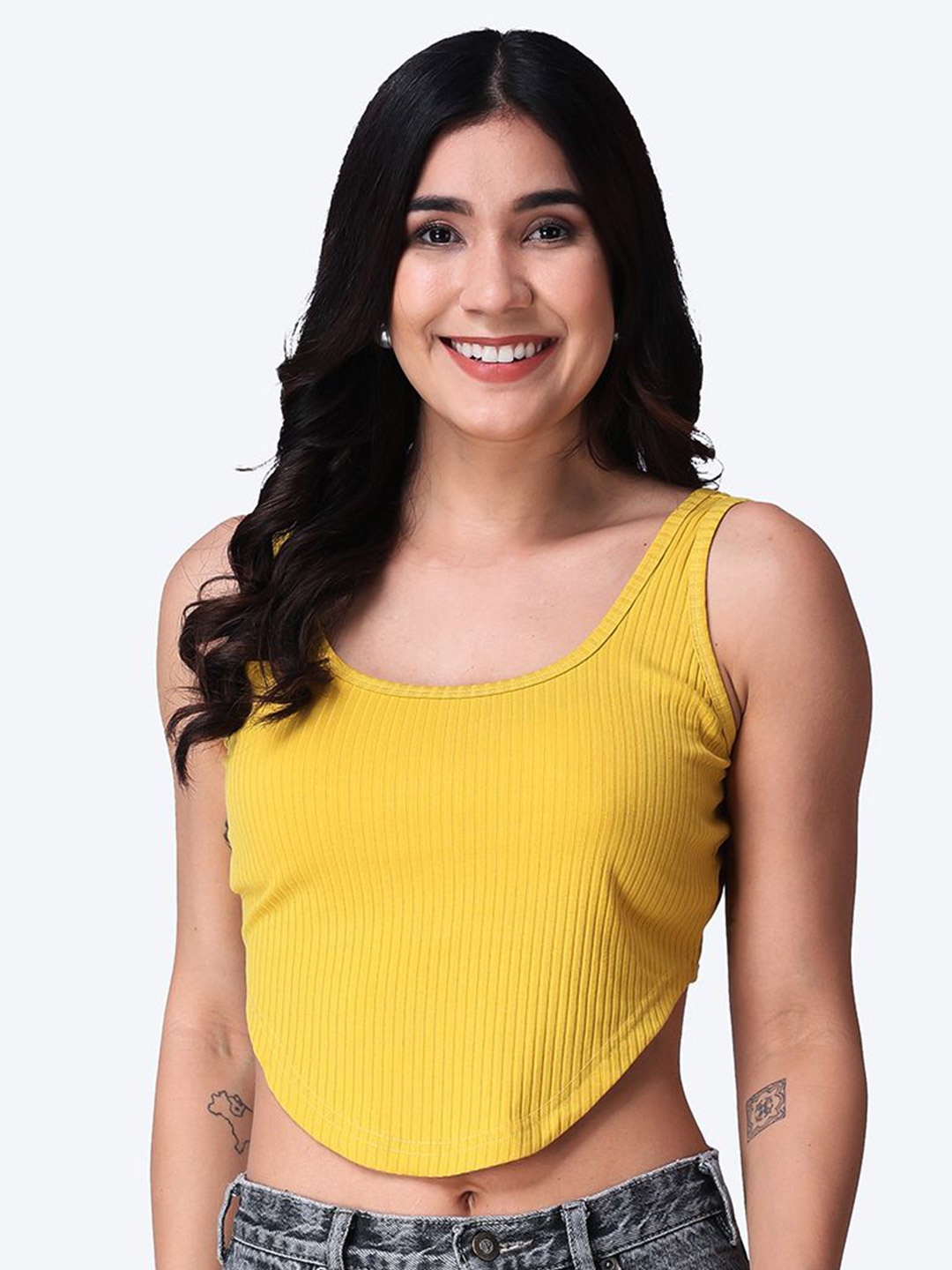 

Popwings Women Crop Top, Mustard