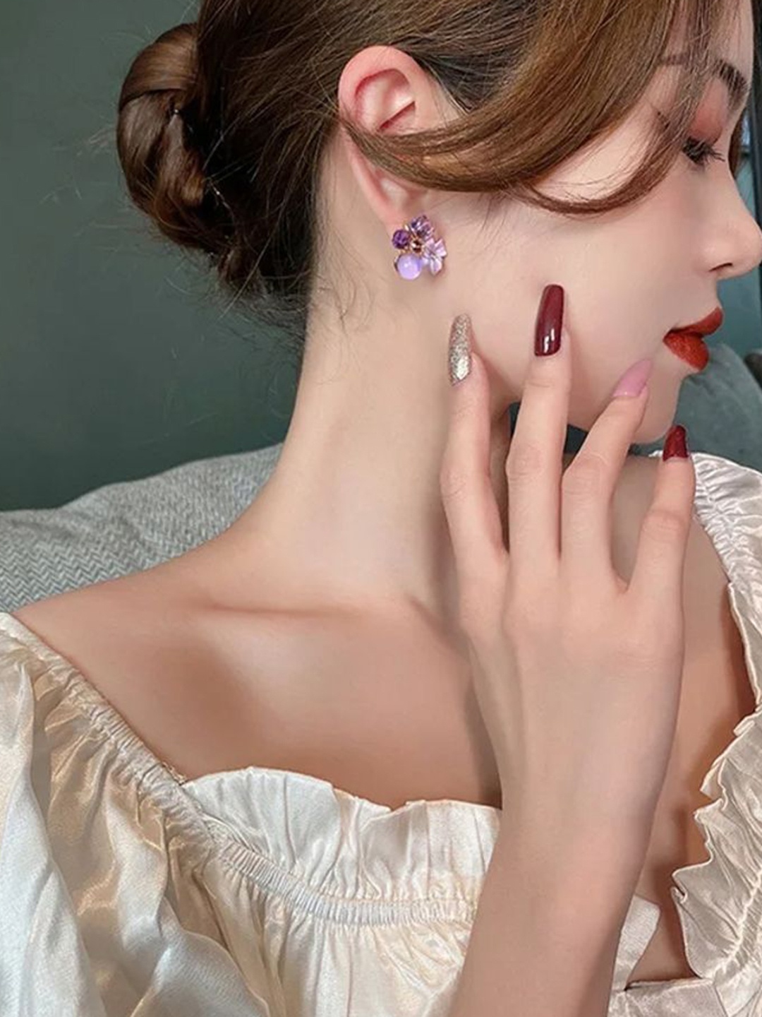 

Celestique Gold-Plated Contemporary Studs, Purple