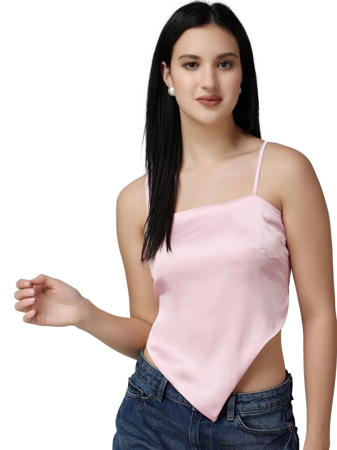 Popwings Women Sleeveless Crop Top, Pink