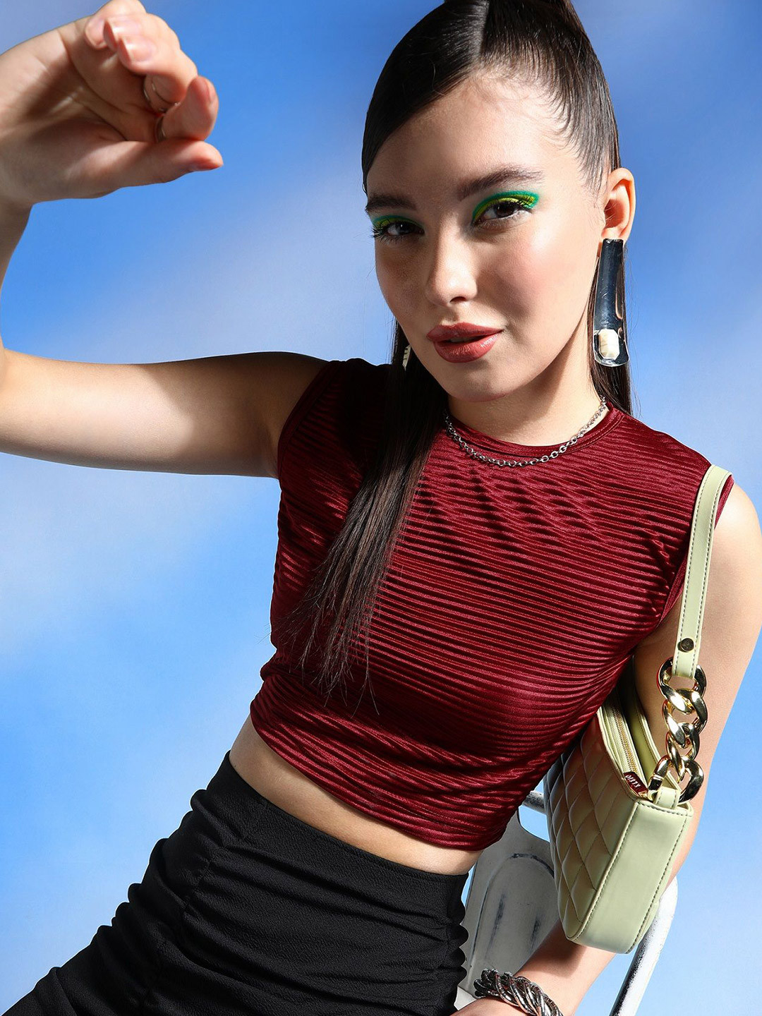 

Popwings Women Crop Tank Top, Maroon