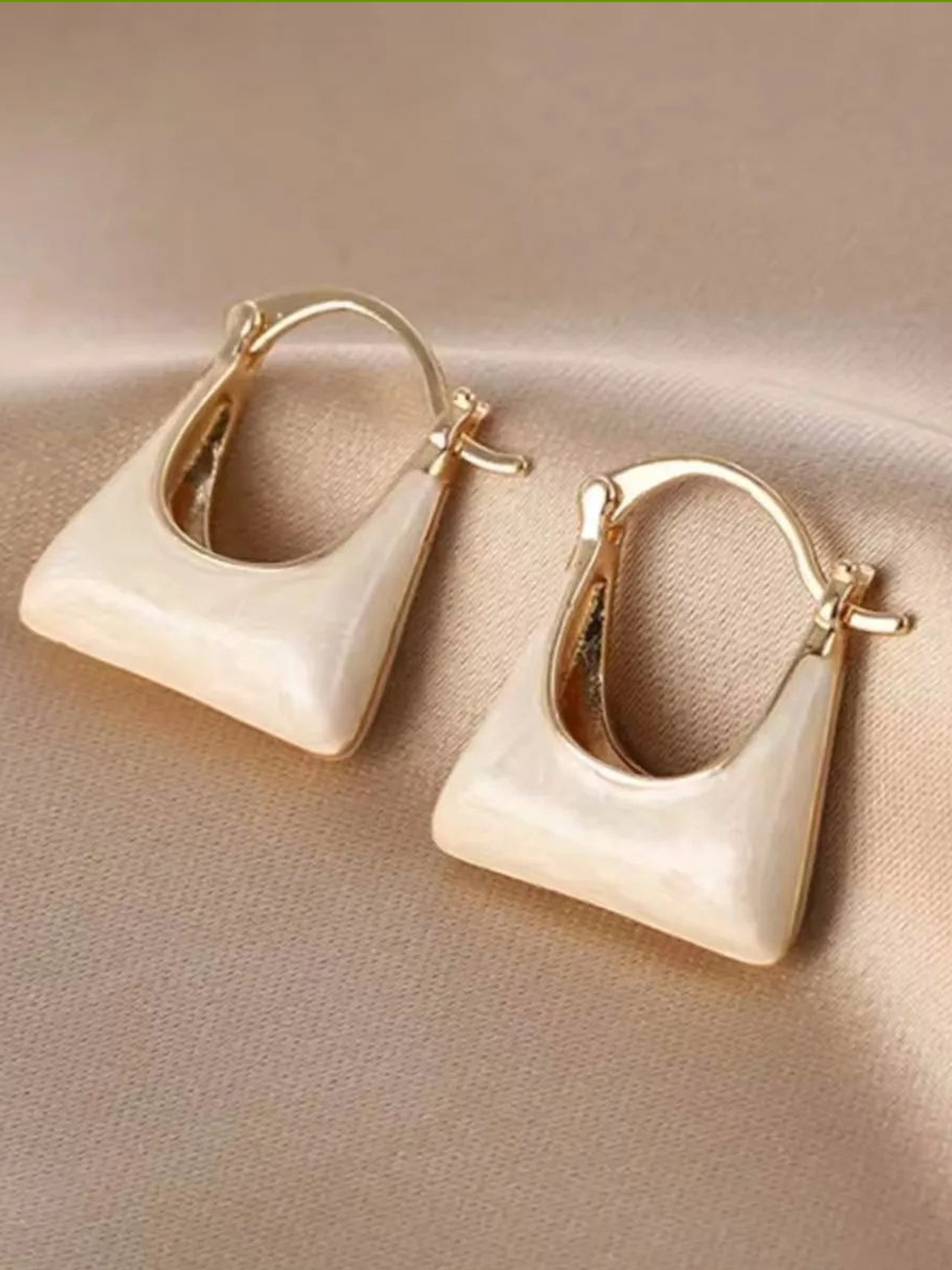 

Celestique Handbag Shaped Hoop Earrings, White