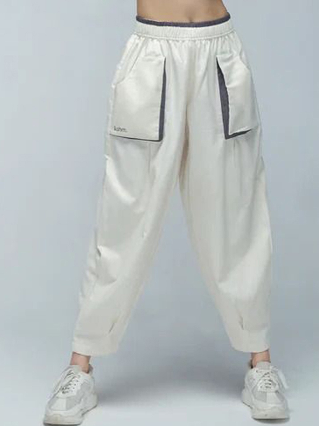 

KSHM Men Relaxed Fit Pure Cotton Mid Rise Work Play Track Pants, Off white