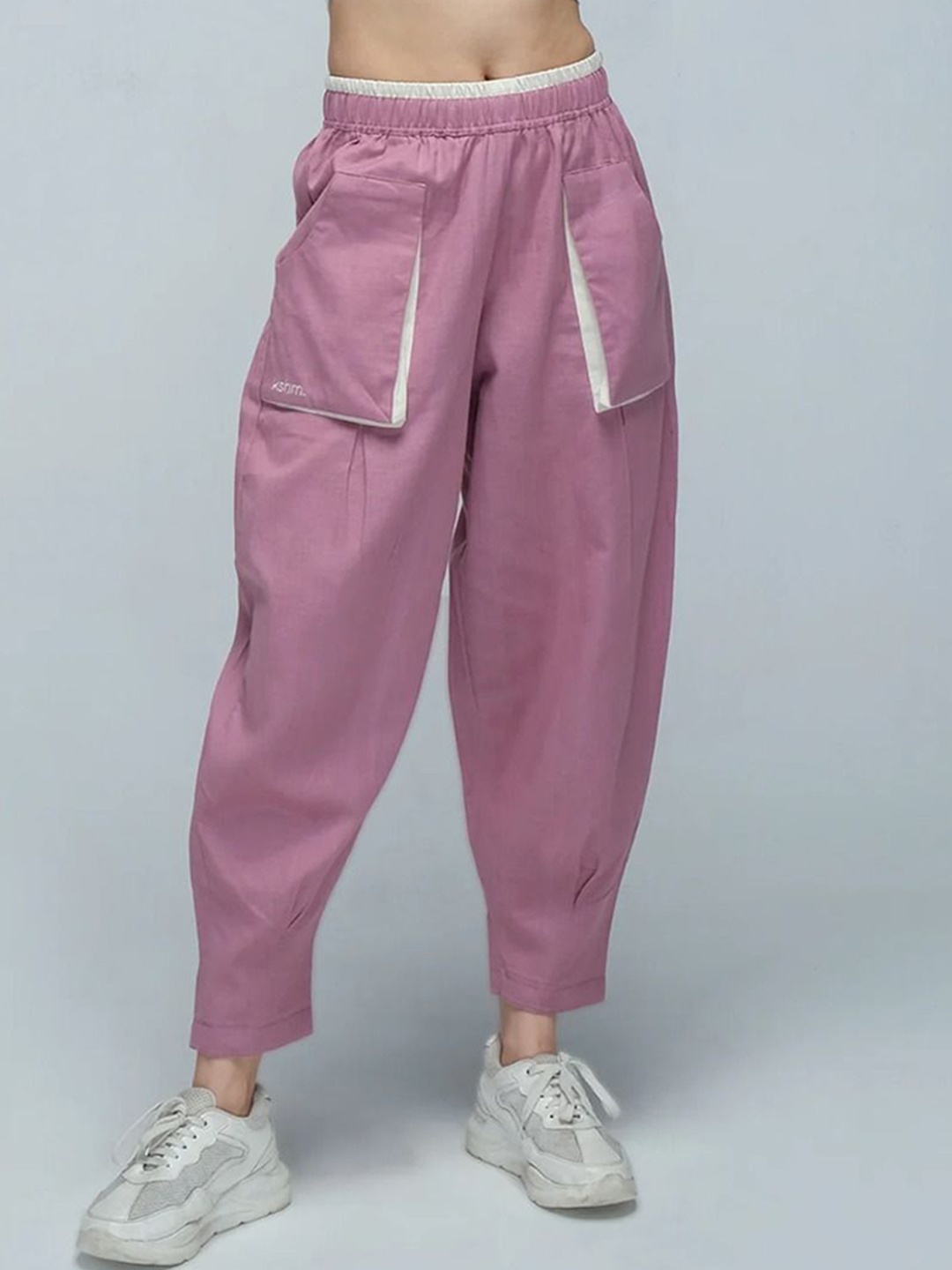 

KSHM Unisex Loose Fit Slip On Trousers, Pink