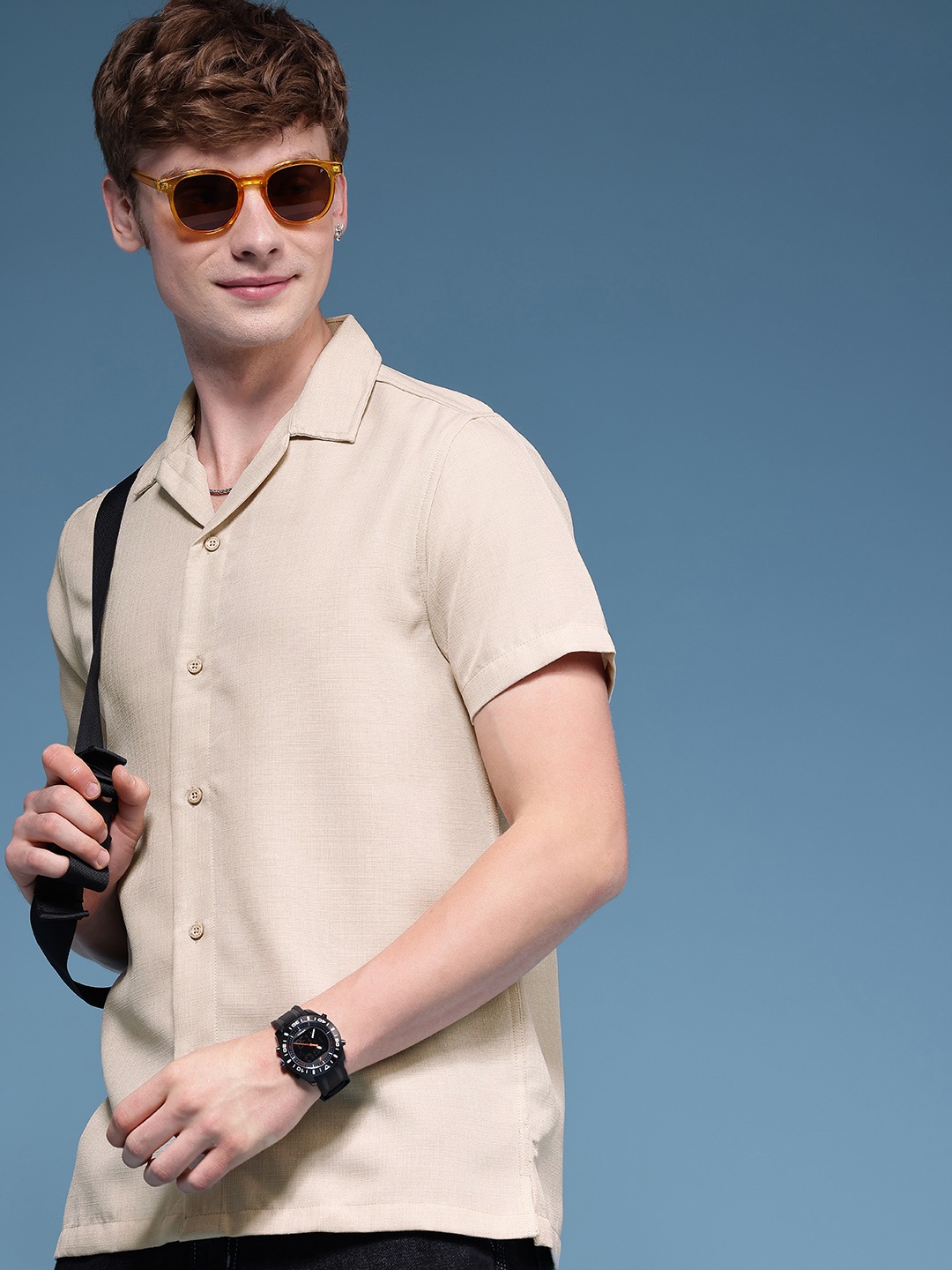 

HERE&NOW Self-Design Casual Shirt, Beige
