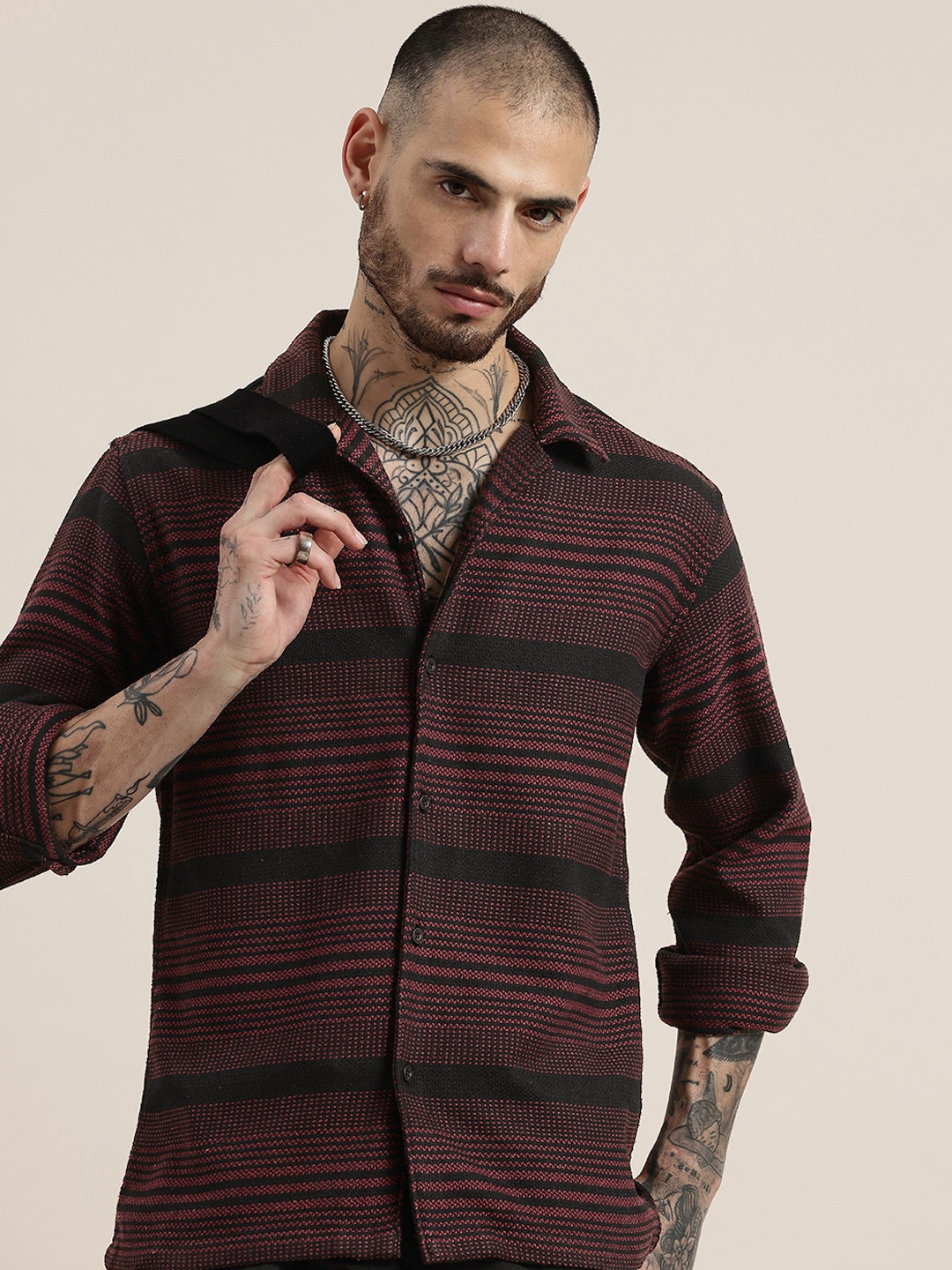 

HERE&NOW Opaque Checked Casual Shirt, Maroon