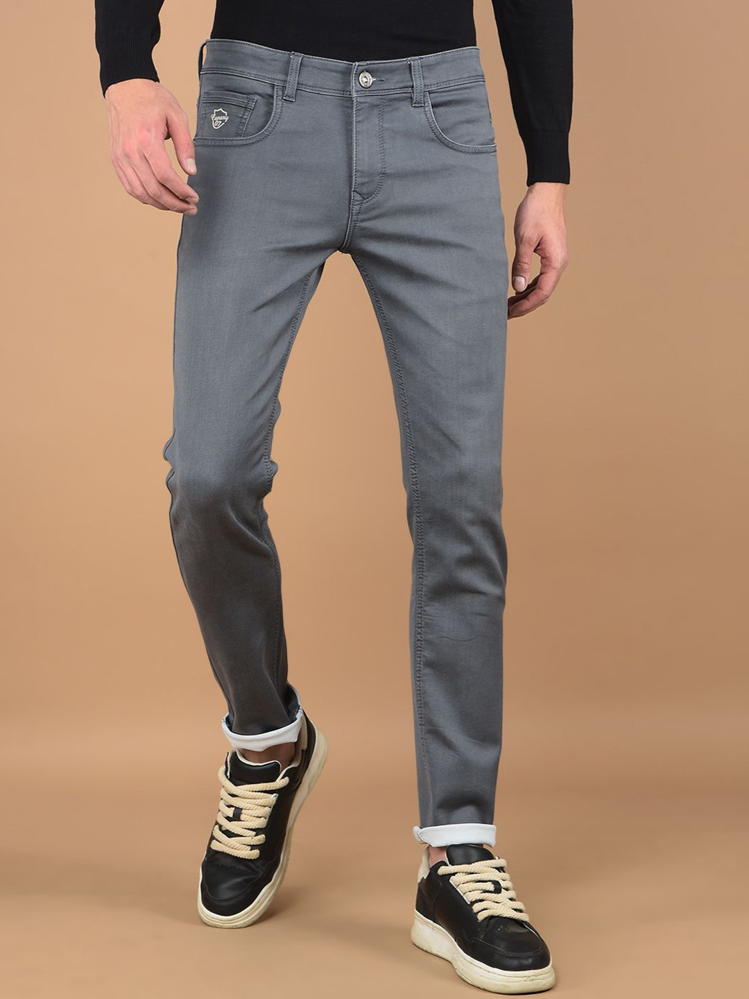 

Canary London Men Smart Skinny Fit Low-Rise Stretchable Jeans, Grey
