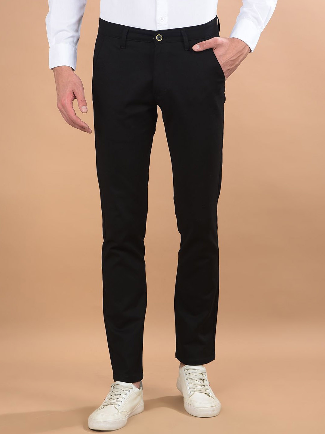 

Canary London Men Smart Slim Fit Wrinkle Free Chinos Trousers, Black