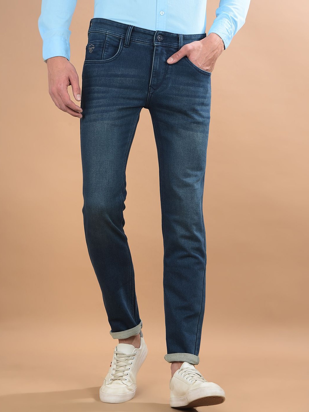 Canary London Men Smart Low-Rise Light Fade Skinny Fit Stretchable Jeans, Blue