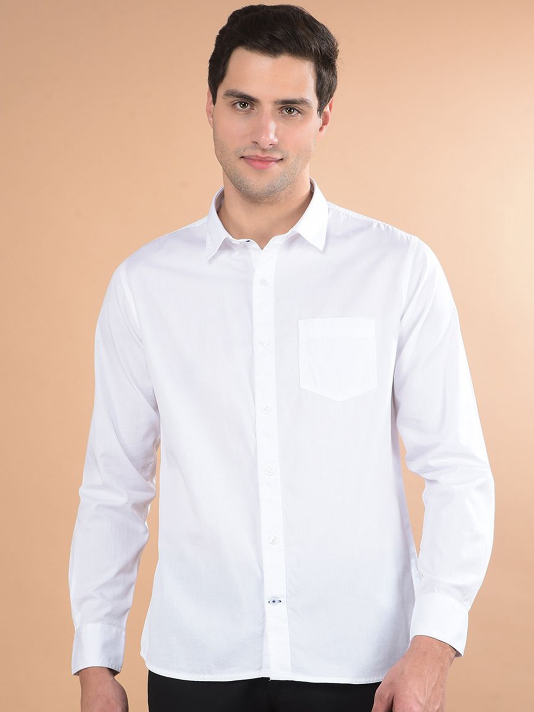

Canary London Men Smart Spread Collar Solid Cotton Slim Fit Casual Shirt, White