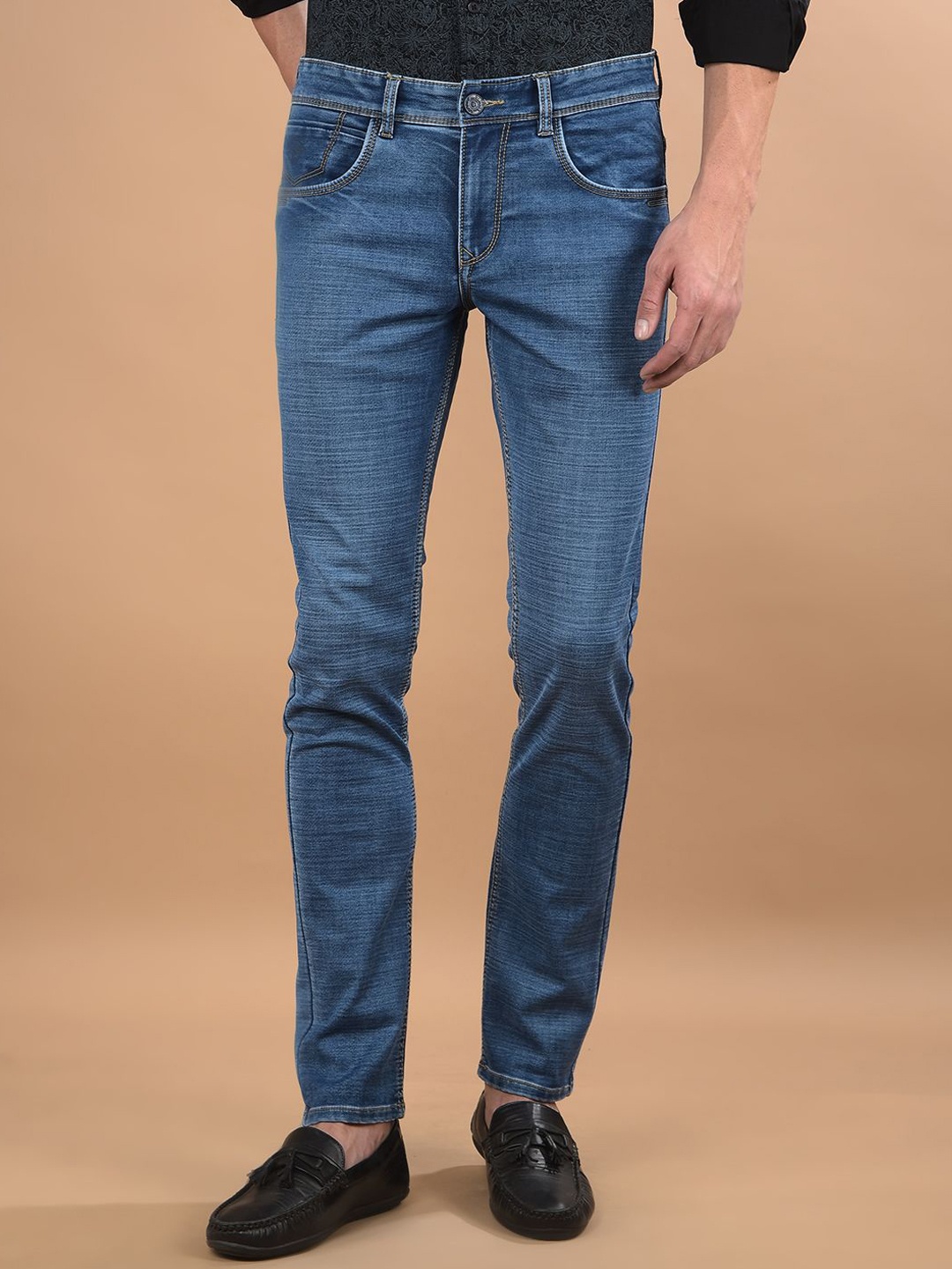 

Canary London Men Smart Skinny Fit Low-Rise Light Fade Jeans, Blue