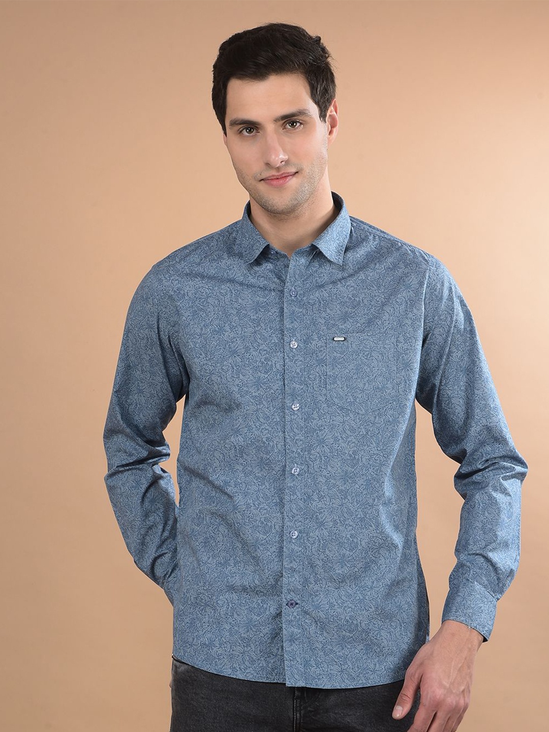 

Canary London Men Smart Fit Spread Collar Floral Printed Cotton Casual Shirt, Grey