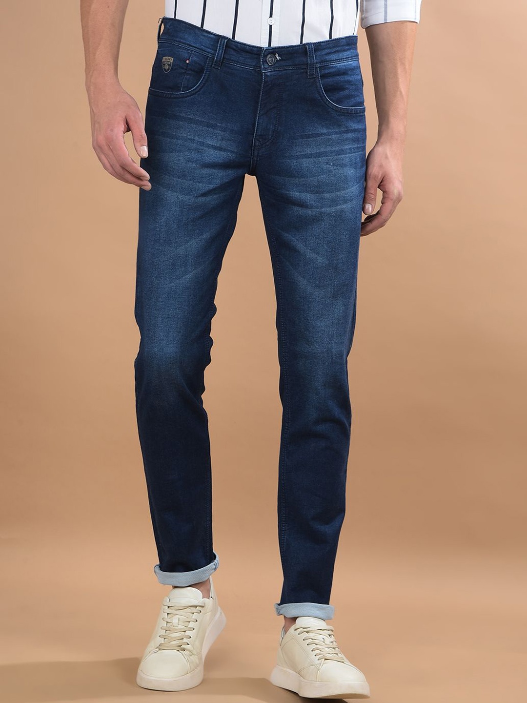 

Canary London Men Smart Skinny Fit Low-Rise Light Fade Stretchable Jeans, Blue