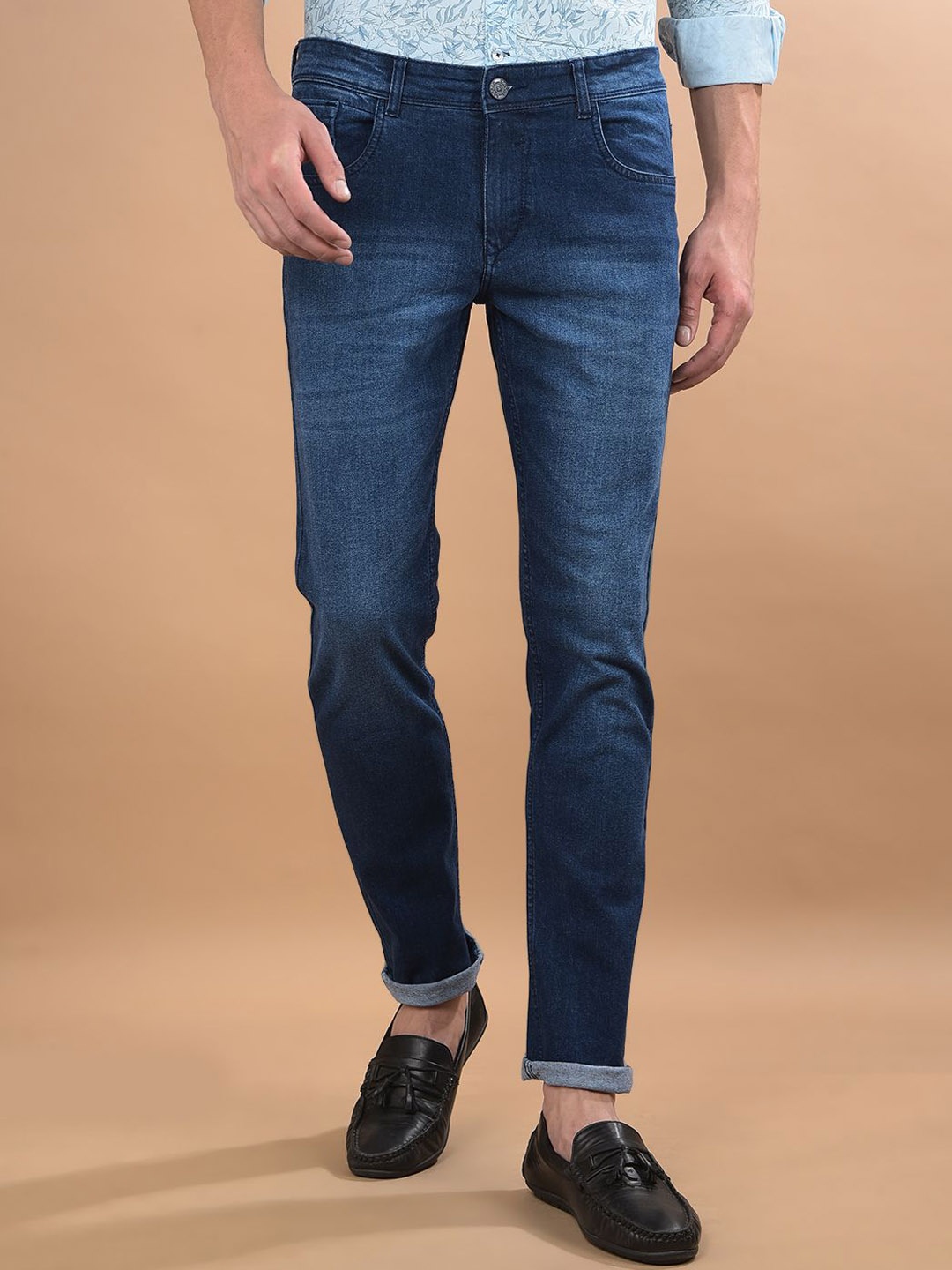 

Canary London Men Smart Skinny Fit Low-Rise Light Fade Stretchable Jeans, Blue