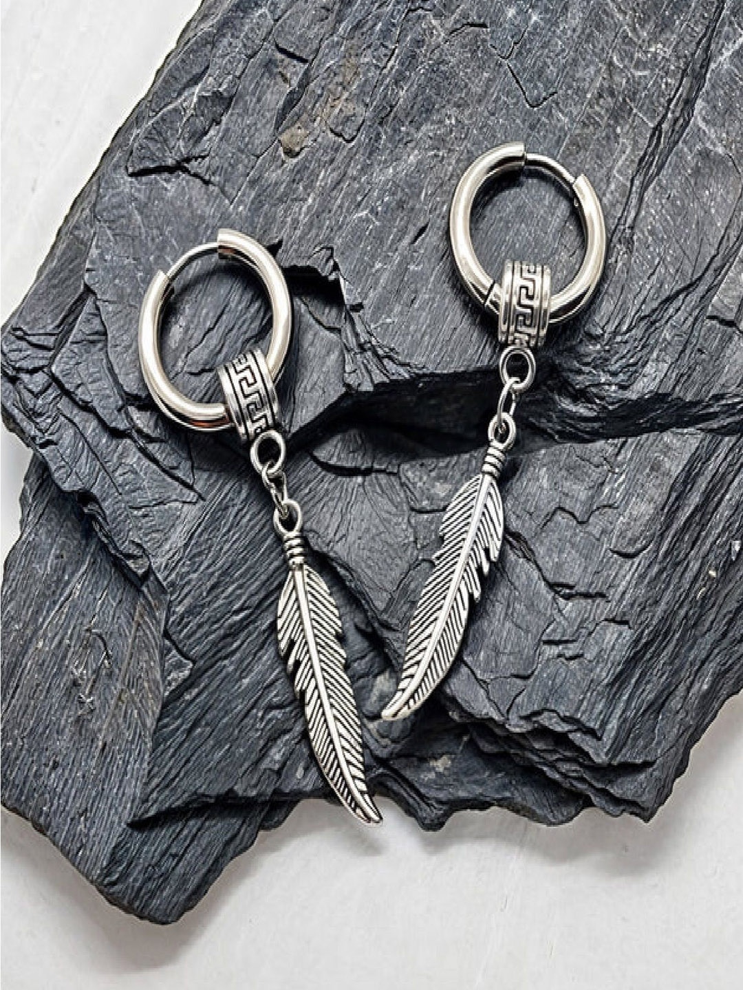 

RUHI COLLECTION Silver Plated Leaf Shaped Hoop Earrings