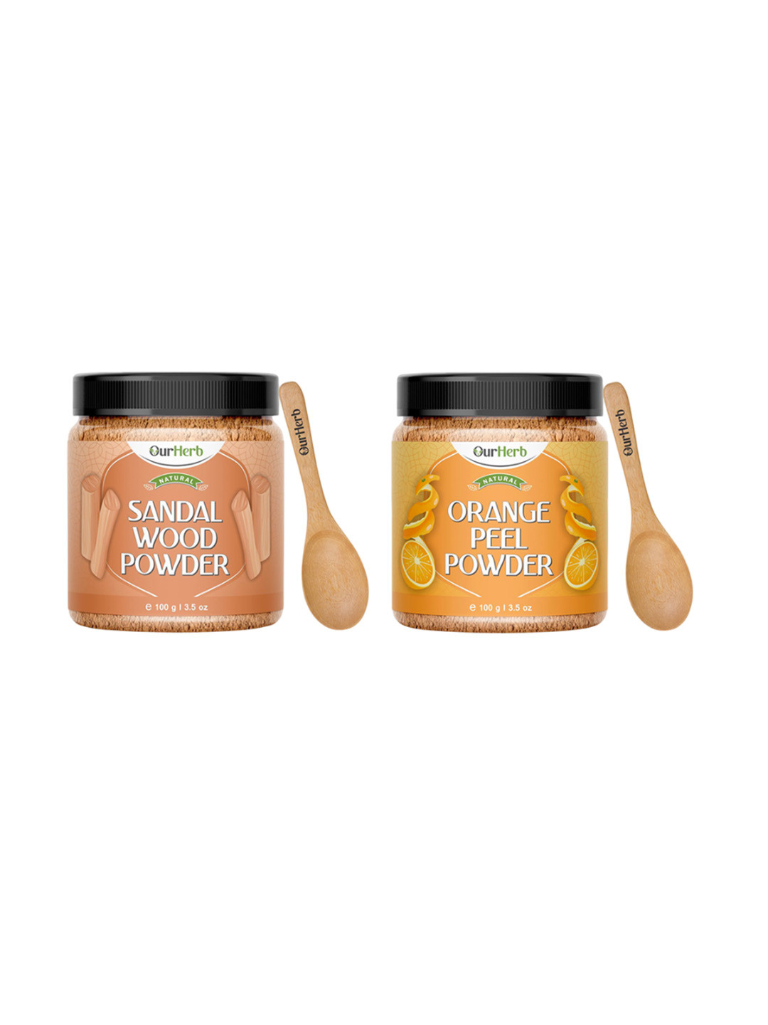 

OurHerb Set Of 2 Sandalwood & Orange Peel Powder Face Pack - 100 g Each, Brown