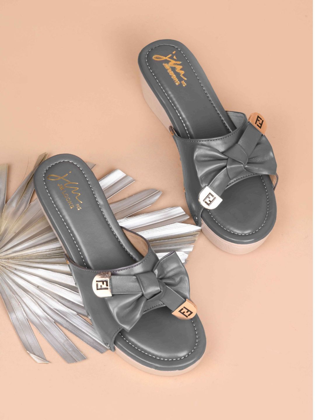 

JM Looks Women Platform Heels Sandals, Grey