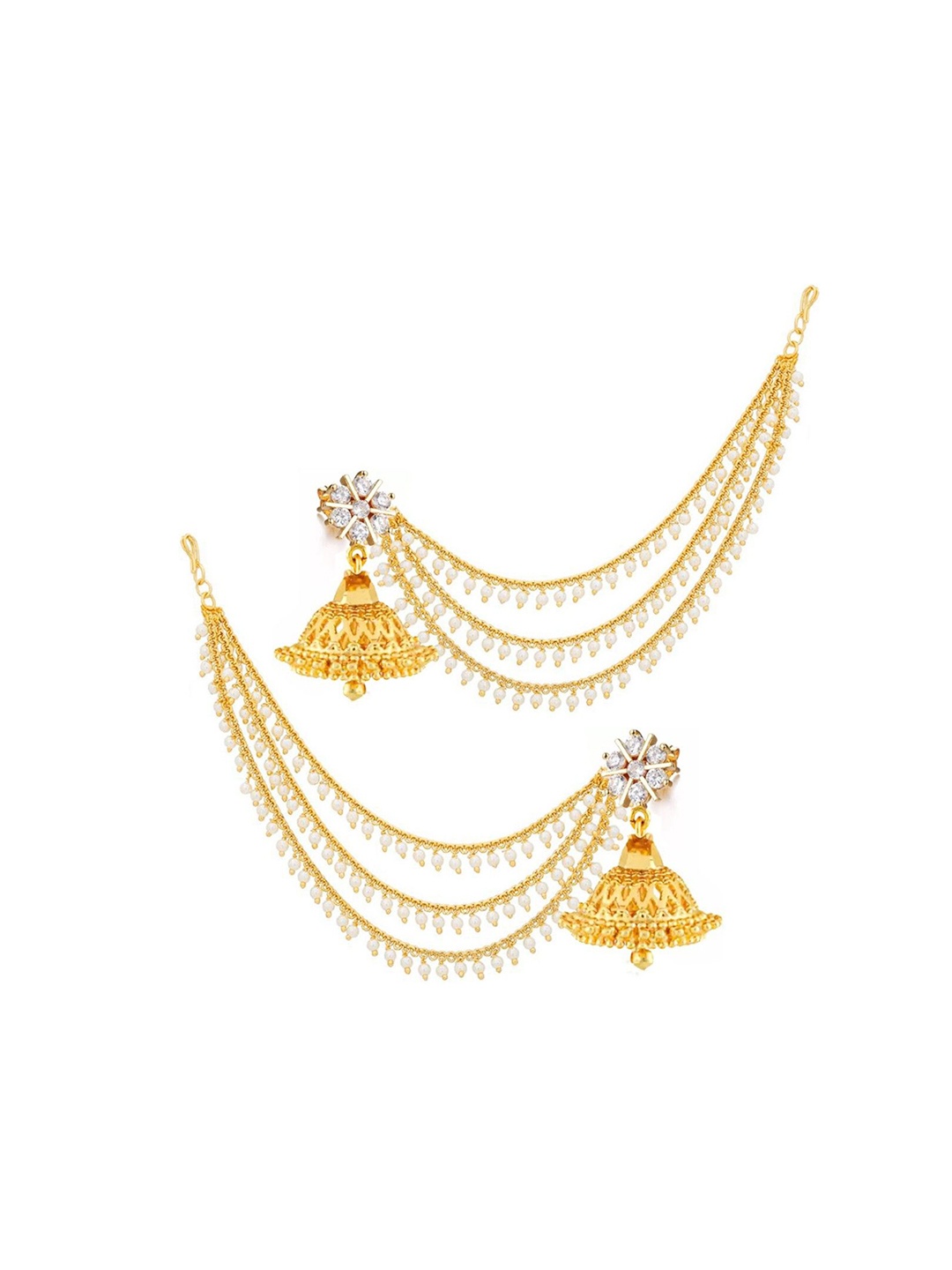 

PINAAKA DARINI Gold-Plated Circular Jhumkas With Matilu