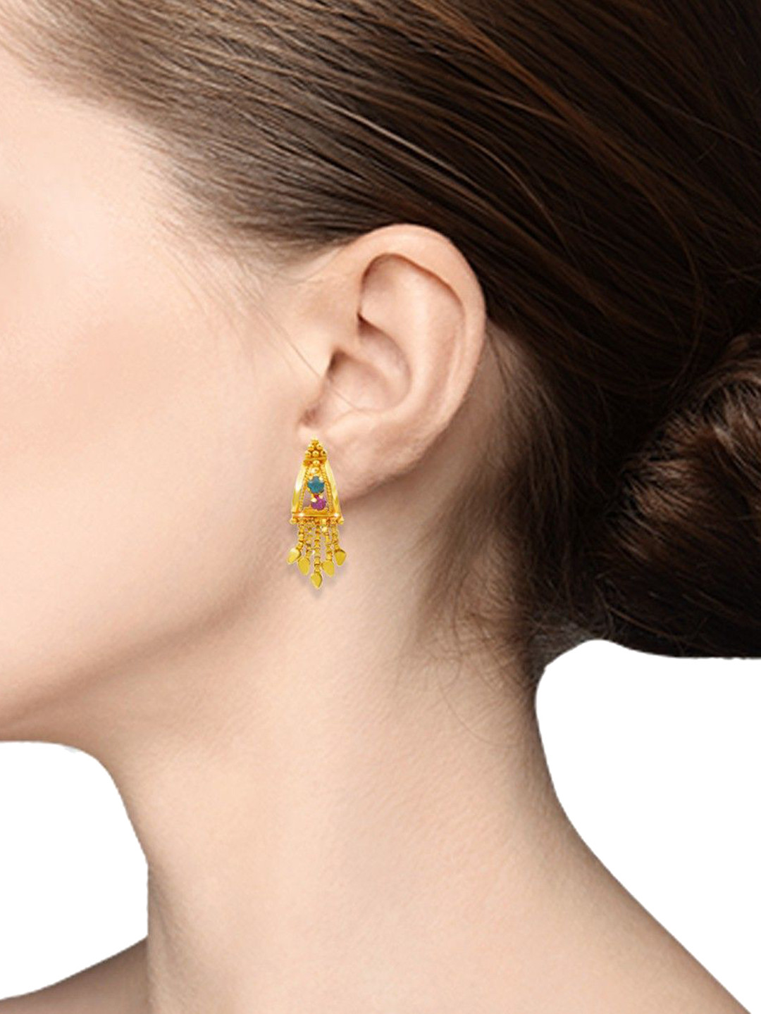 

PINAAKA DARINI Set Of 3 One Gram Gold-Plated Circular Drop Earrings