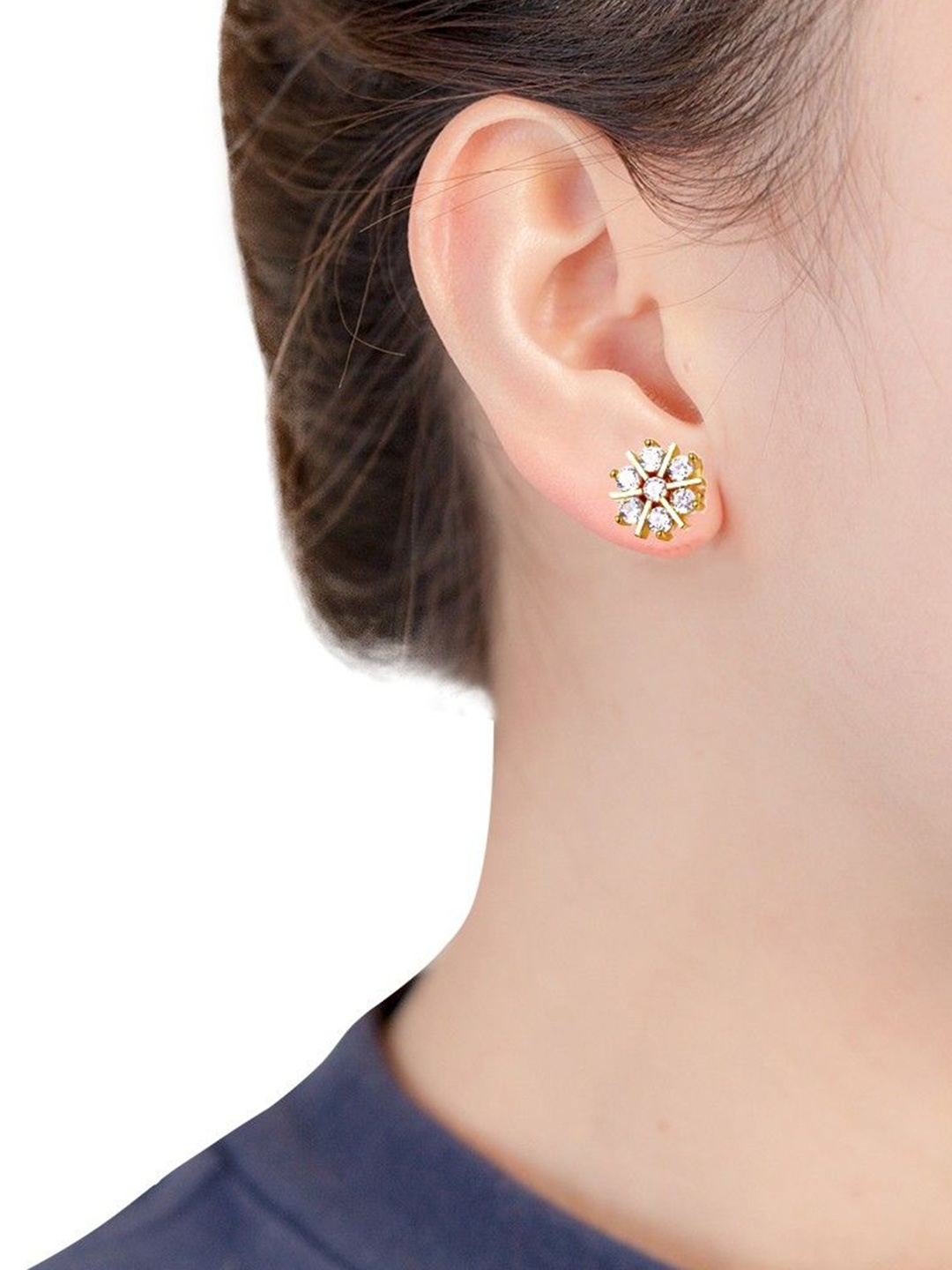 

PINAAKA DARINI Set Of 6 1Gram Gold-Plated Artificial Stone Studded Studs With Chains