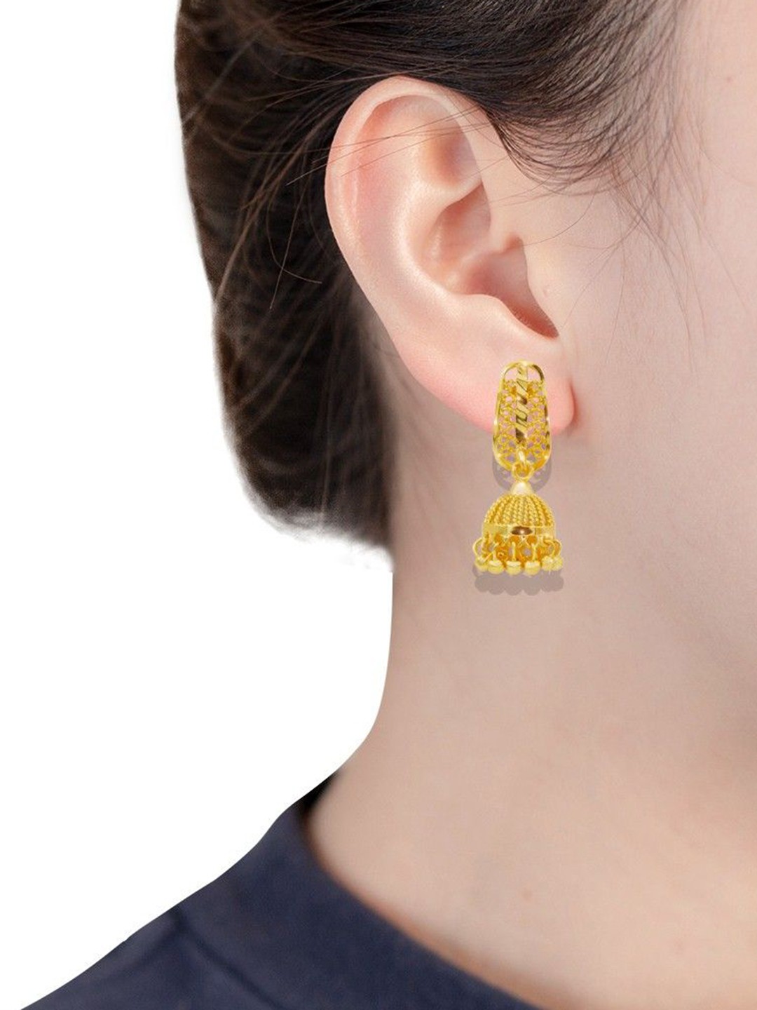 

PINAAKA DARINI Gold-Plated Dome Shaped Jhumkas