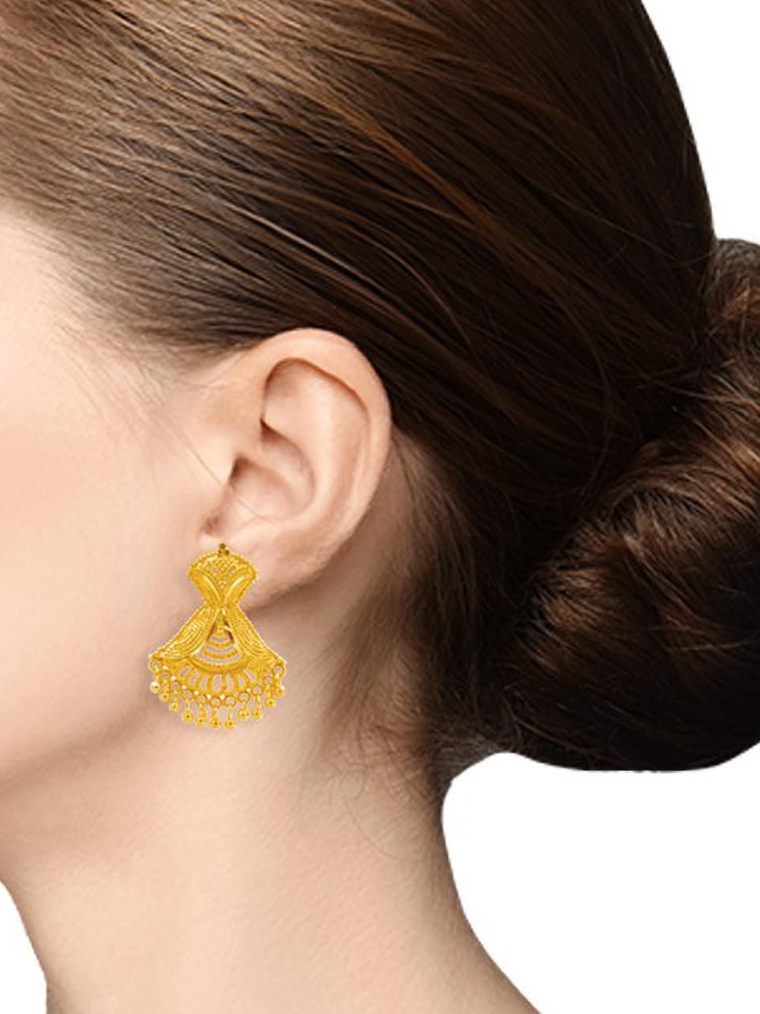

PINAAKA DARINI Gold Plated Circular Temple Drop Earrings