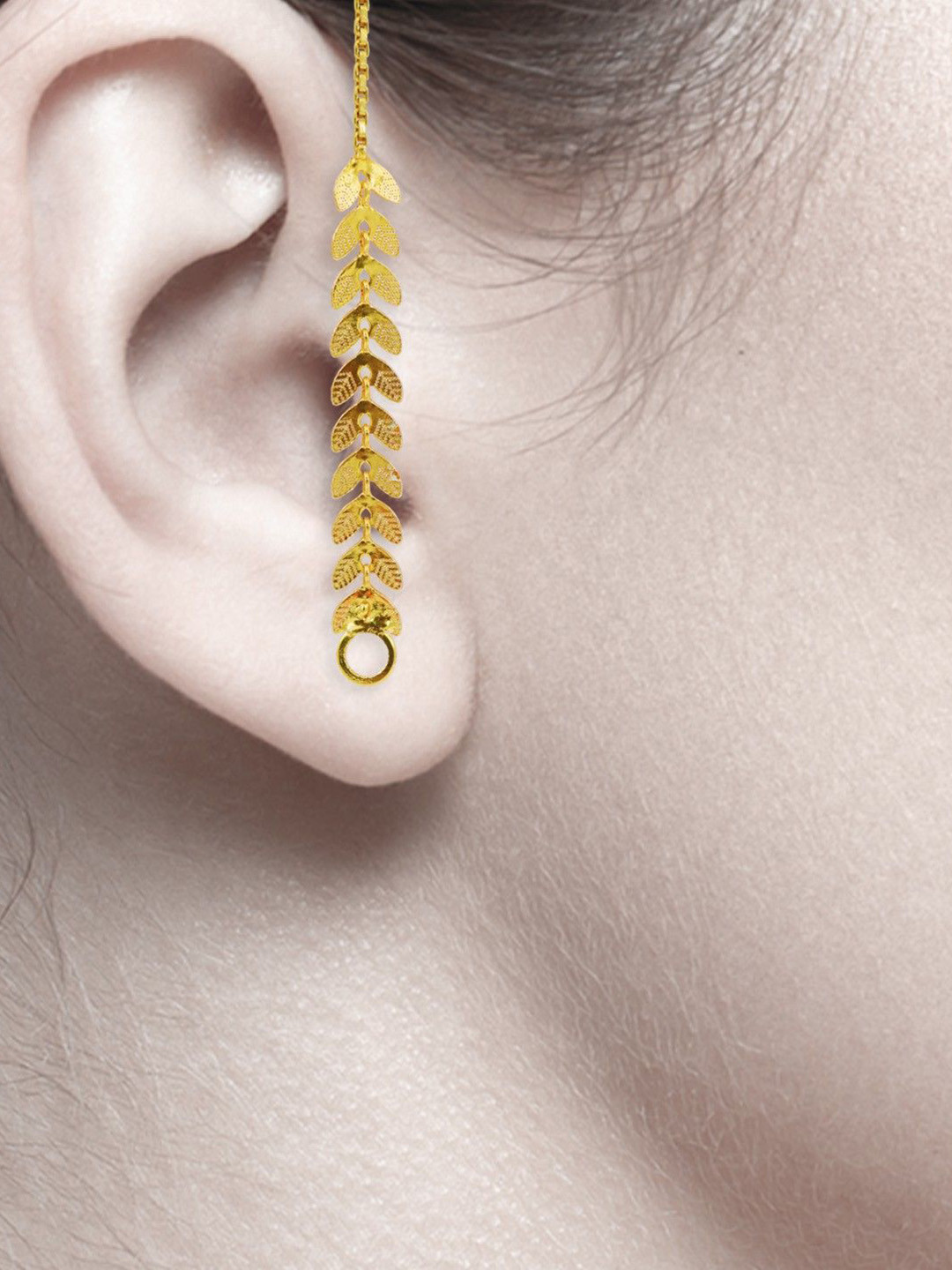 

PINAAKA DARINI Set Of 5 1Gram Gold Circular Temple Hair Chains Earrings