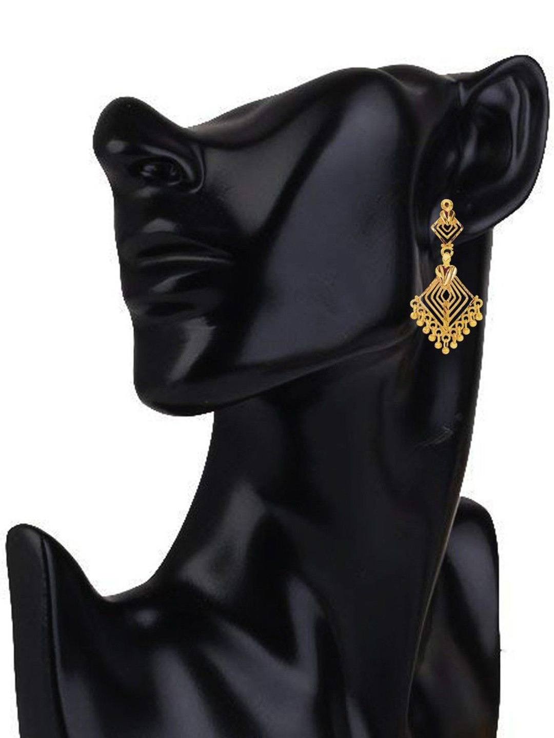 

PINAAKA DARINI 1Gram Gold-Plated Circular Artificial Beaded Drop Earrings