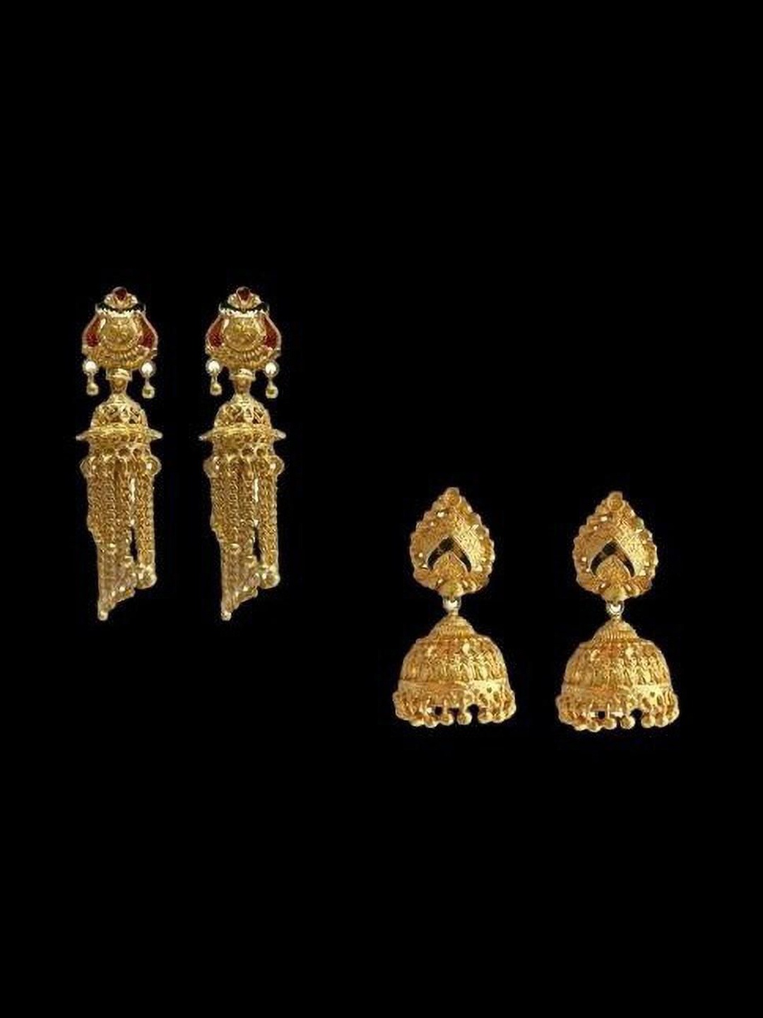 

PINAAKA DARINI Set Of 2 Gold-Plated Circular Jhumkas