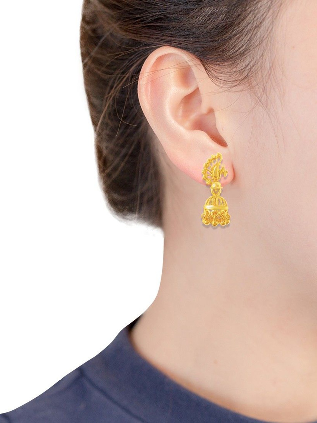 

PINAAKA DARINI Set Of 3 Contemporary 1 Gram Gold-Plated Jhumkas