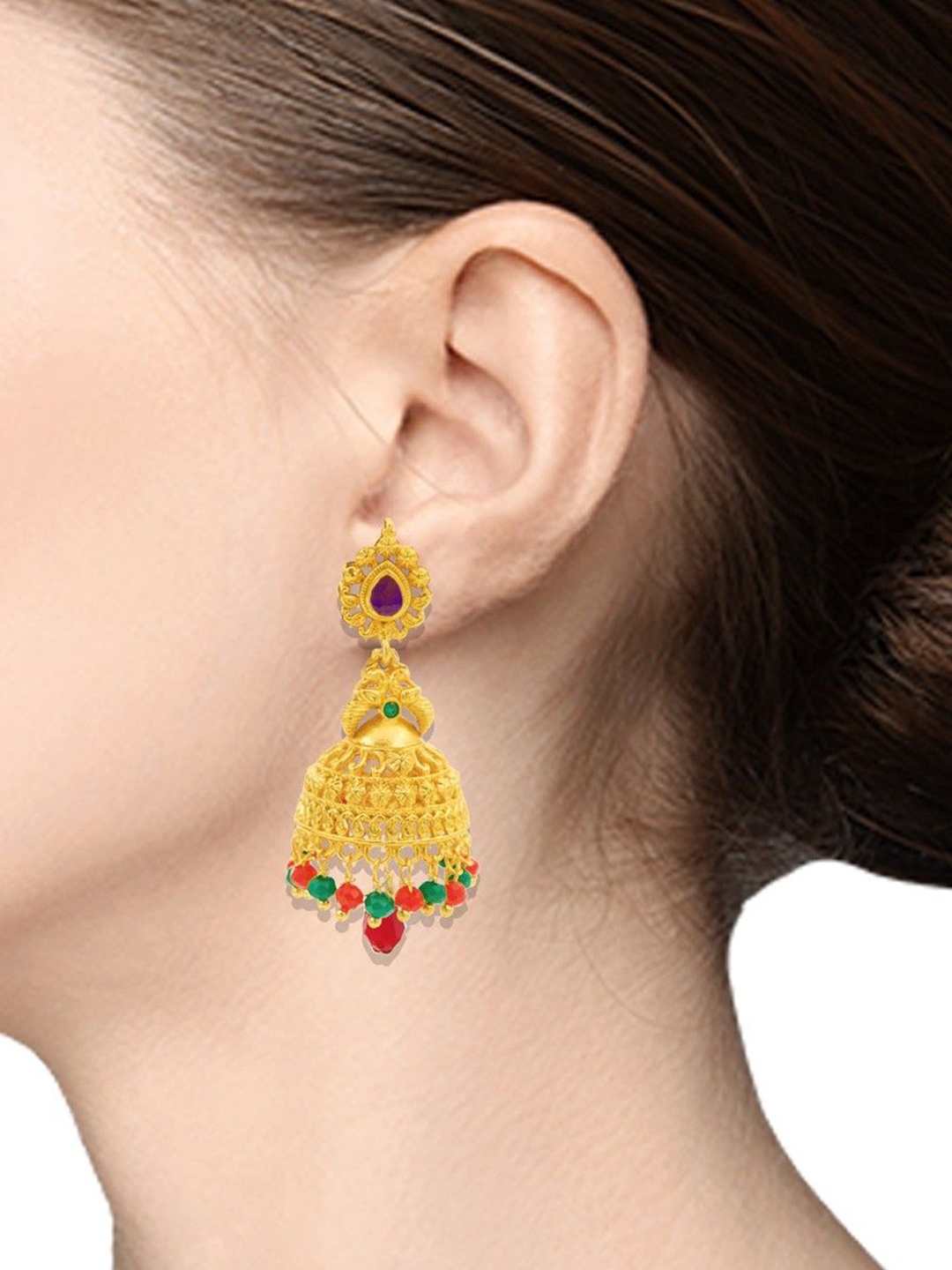 

PINAAKA DARINI 1 Gram Gold-Plated Contemporary Drop Earrings