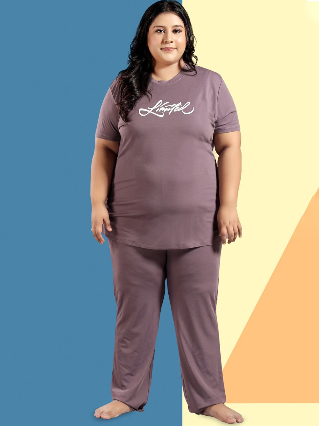 

TITTLI Women Plus Size Printed Night suit, Purple
