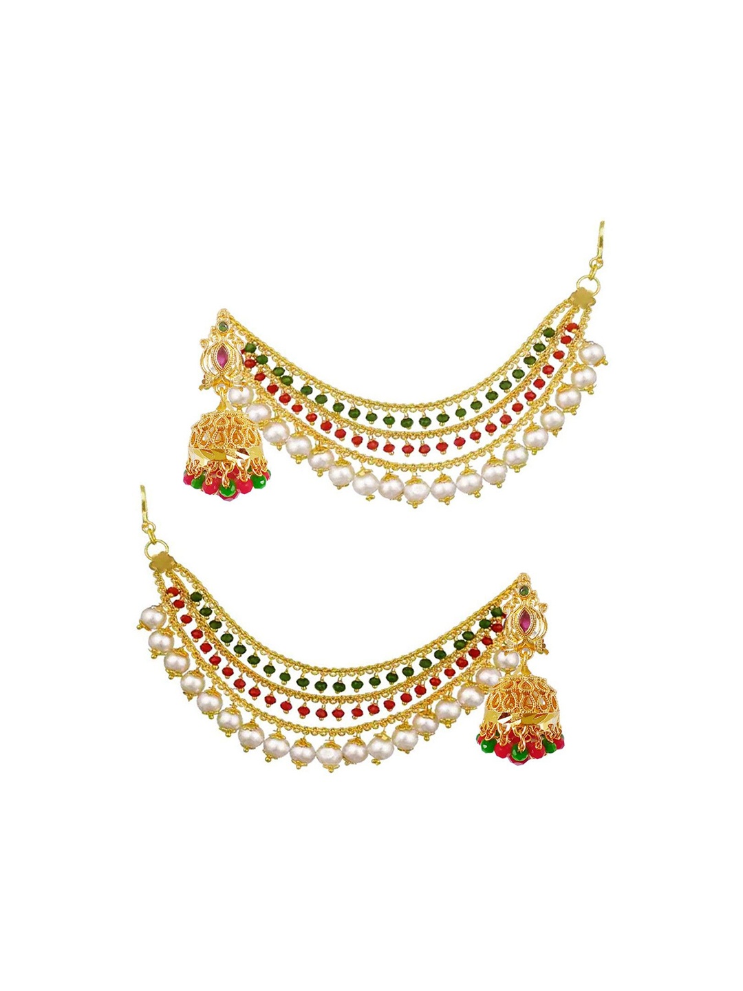 

PINAAKA DARINI Gold Plated Pearls Beaded Dome Shaped Jhumkas