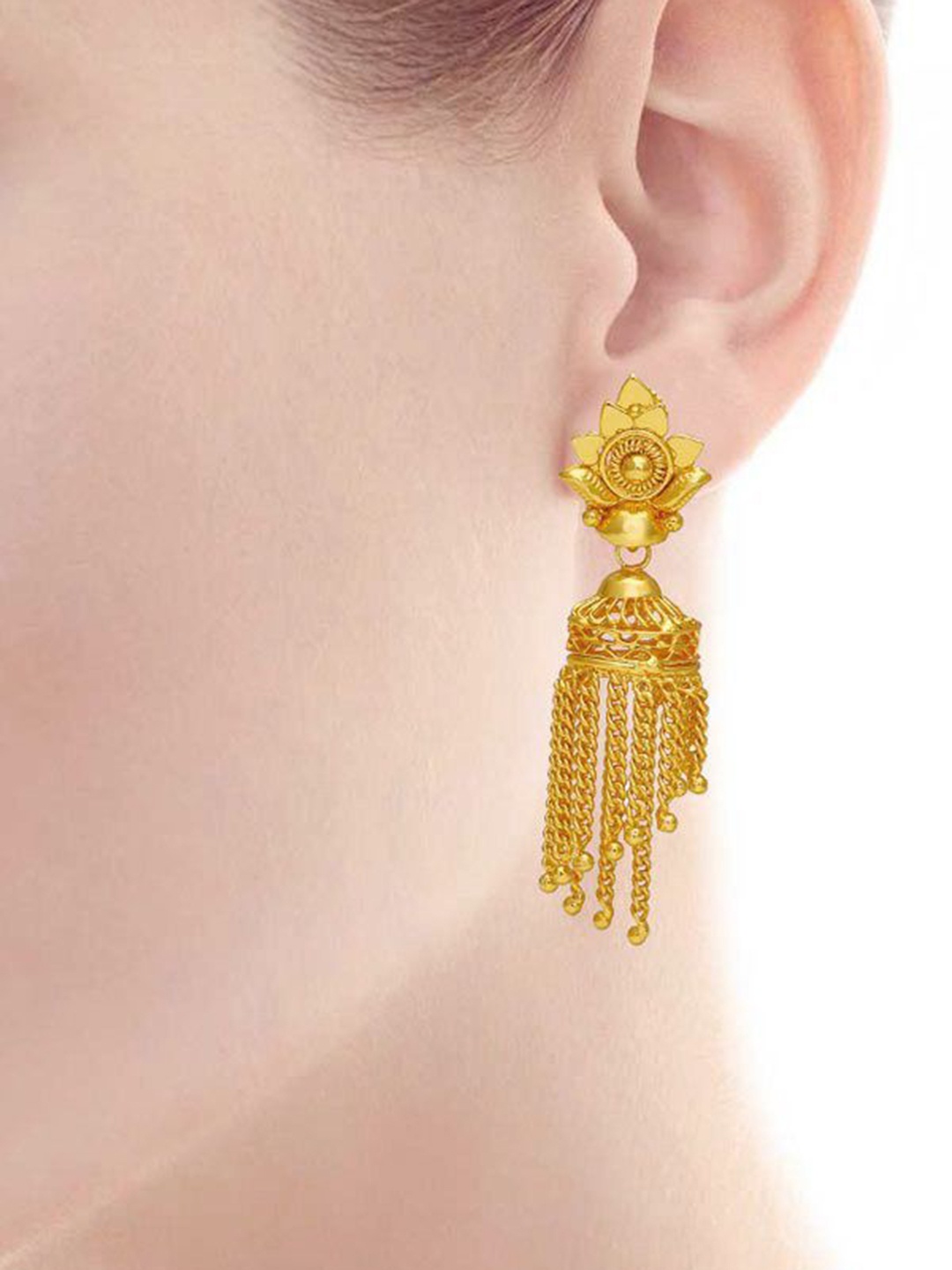 

PINAAKA DARINI Gold Plated Circular Drop Earrings
