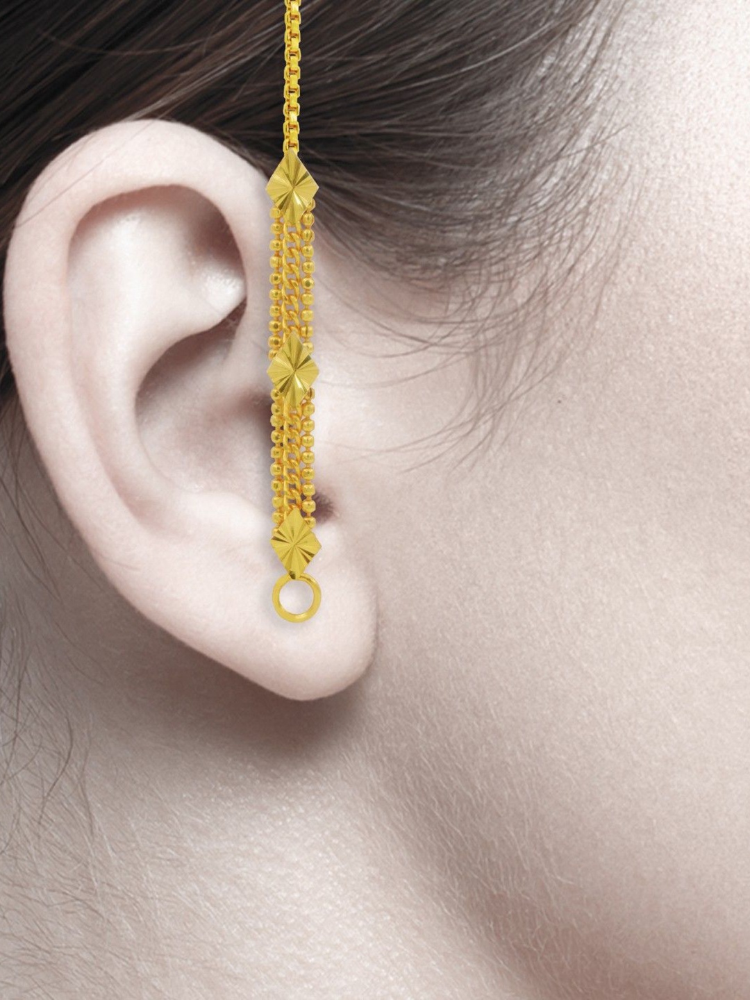 

PINAAKA DARINI Set Of 3 1Gram Gold-Plated Dome Shaped Jhumkas With Chains
