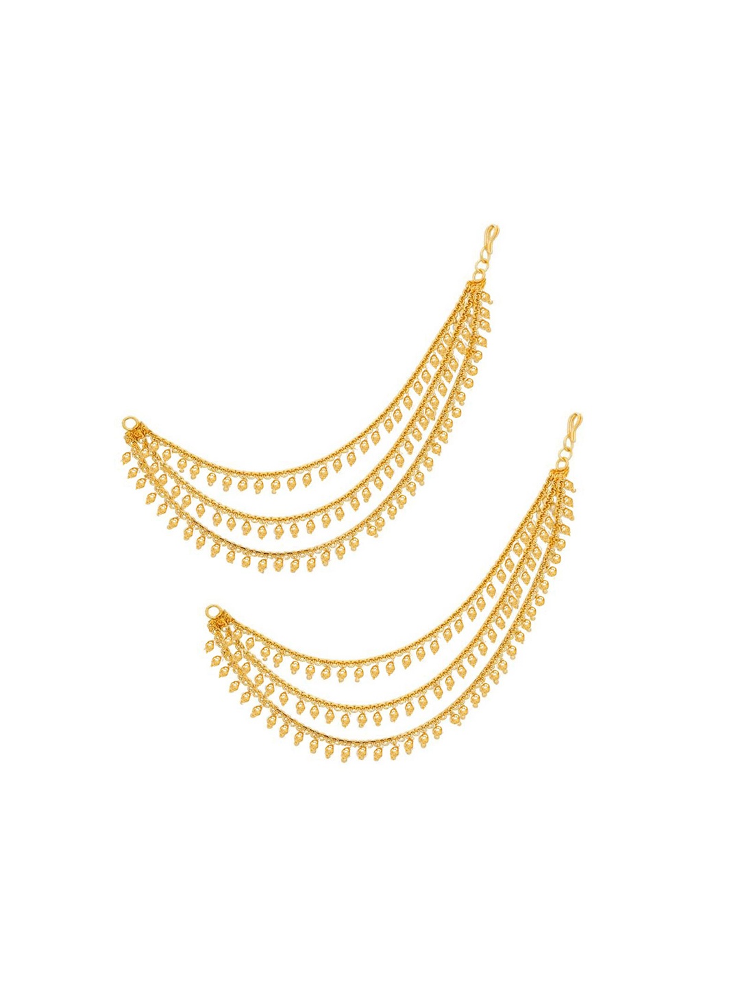 

PINAAKA DARINI Gold-Plated Circular Pearls Beaded Ear Chain