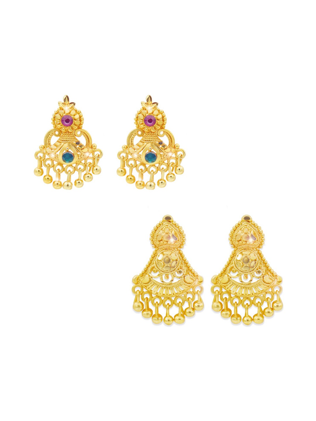 

PINAAKA DARINI 1 Gram Set Of 2 Contemporary Drop Earrings, Gold