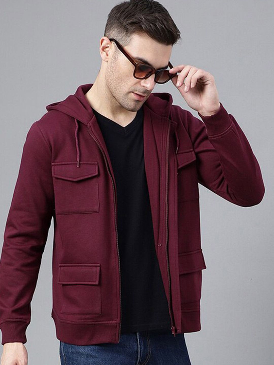 

Hancock Men Fleece Bomber Jacket, Burgundy