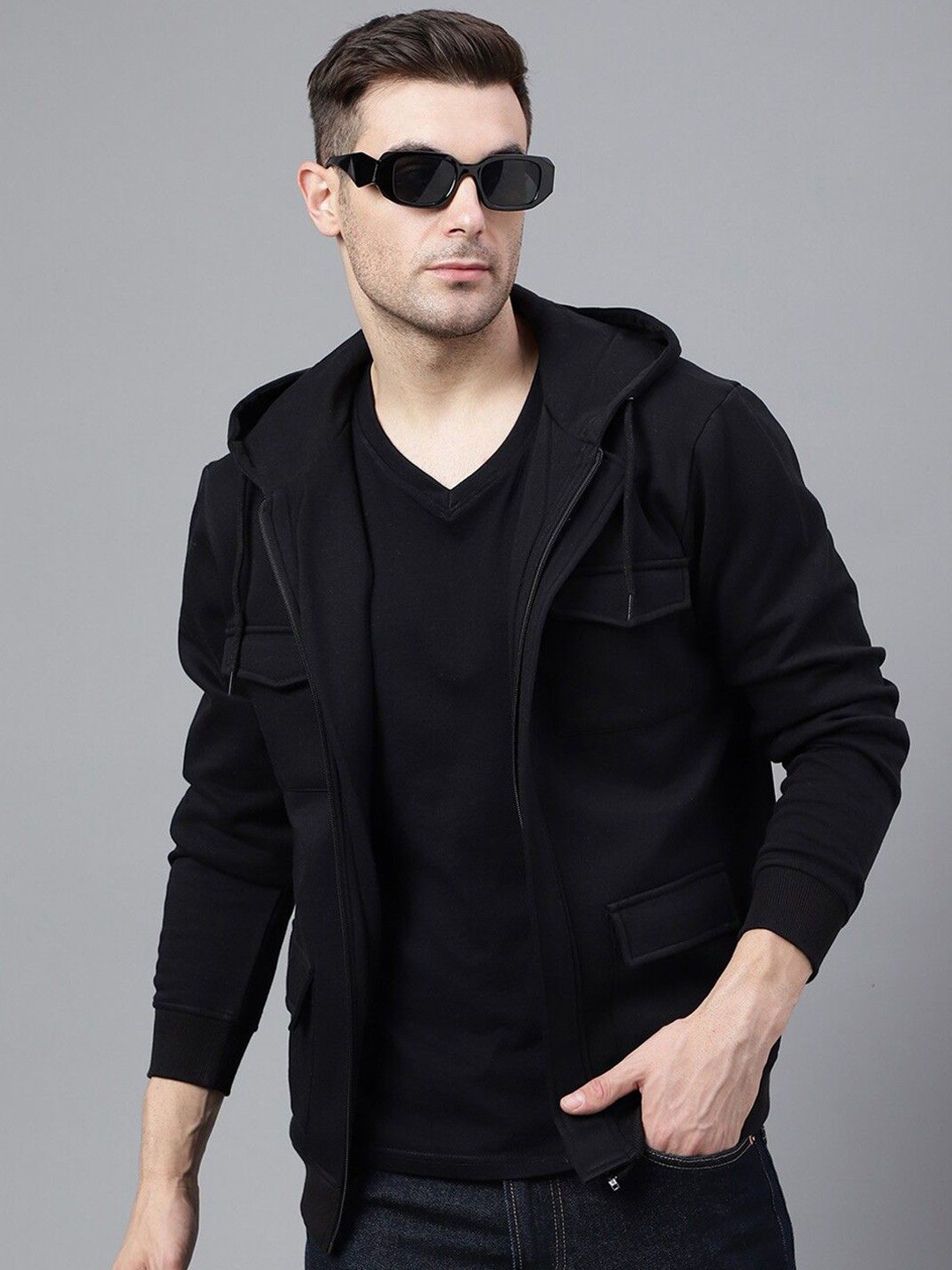

Hancock Men Fleece Bomber Jacket, Black