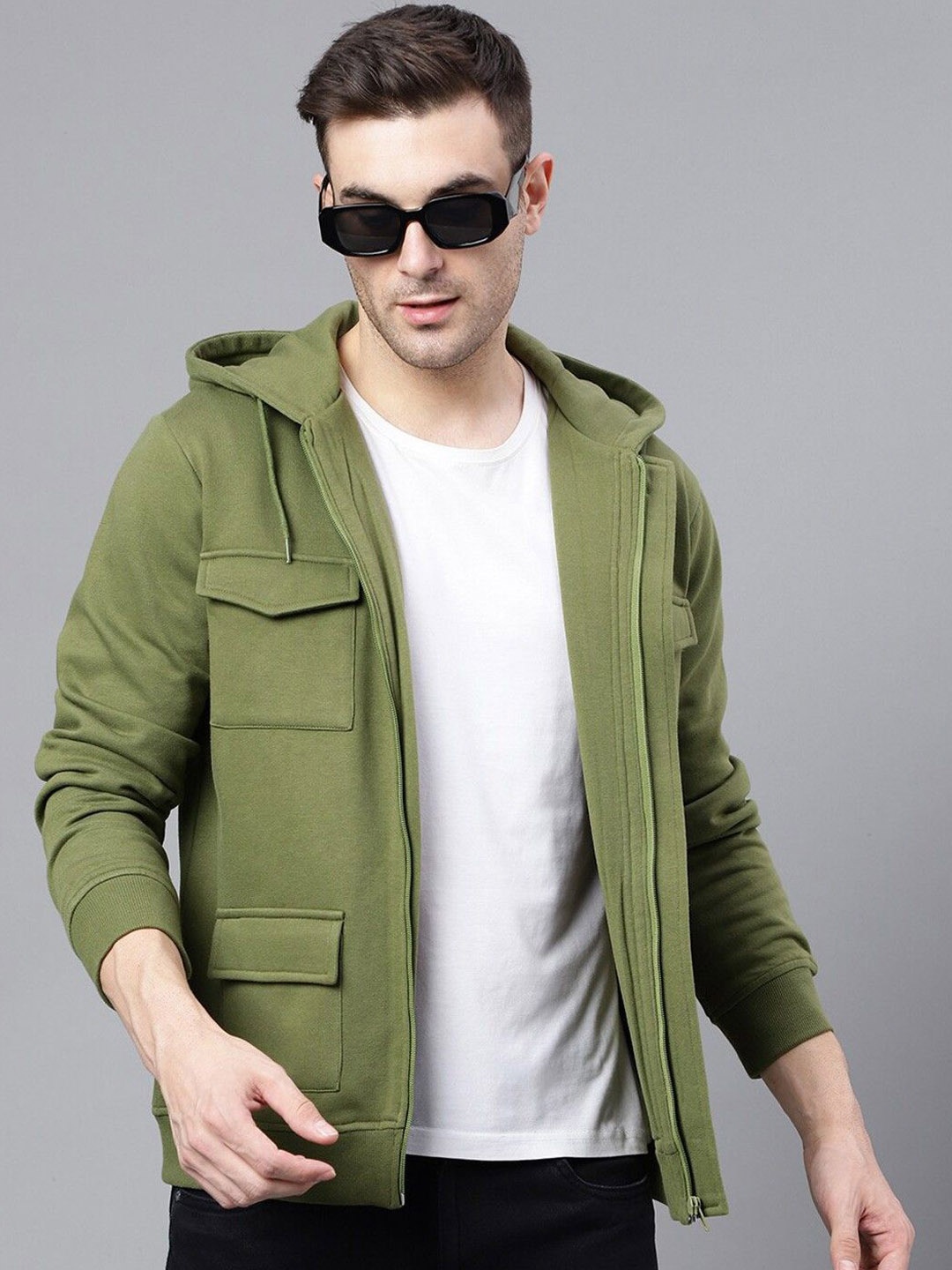 

Hancock Men Fleece Bomber with Patchwork Jacket, Olive