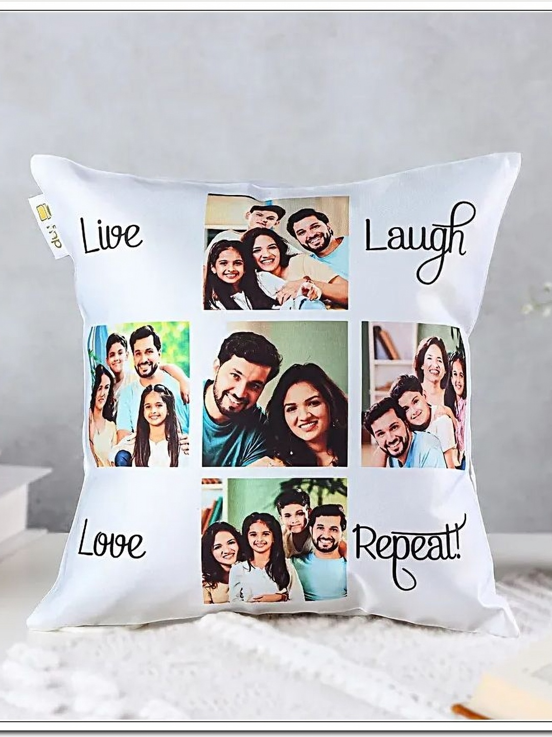 

fnp White & Black Forever Love & Laughter Printed Cushion