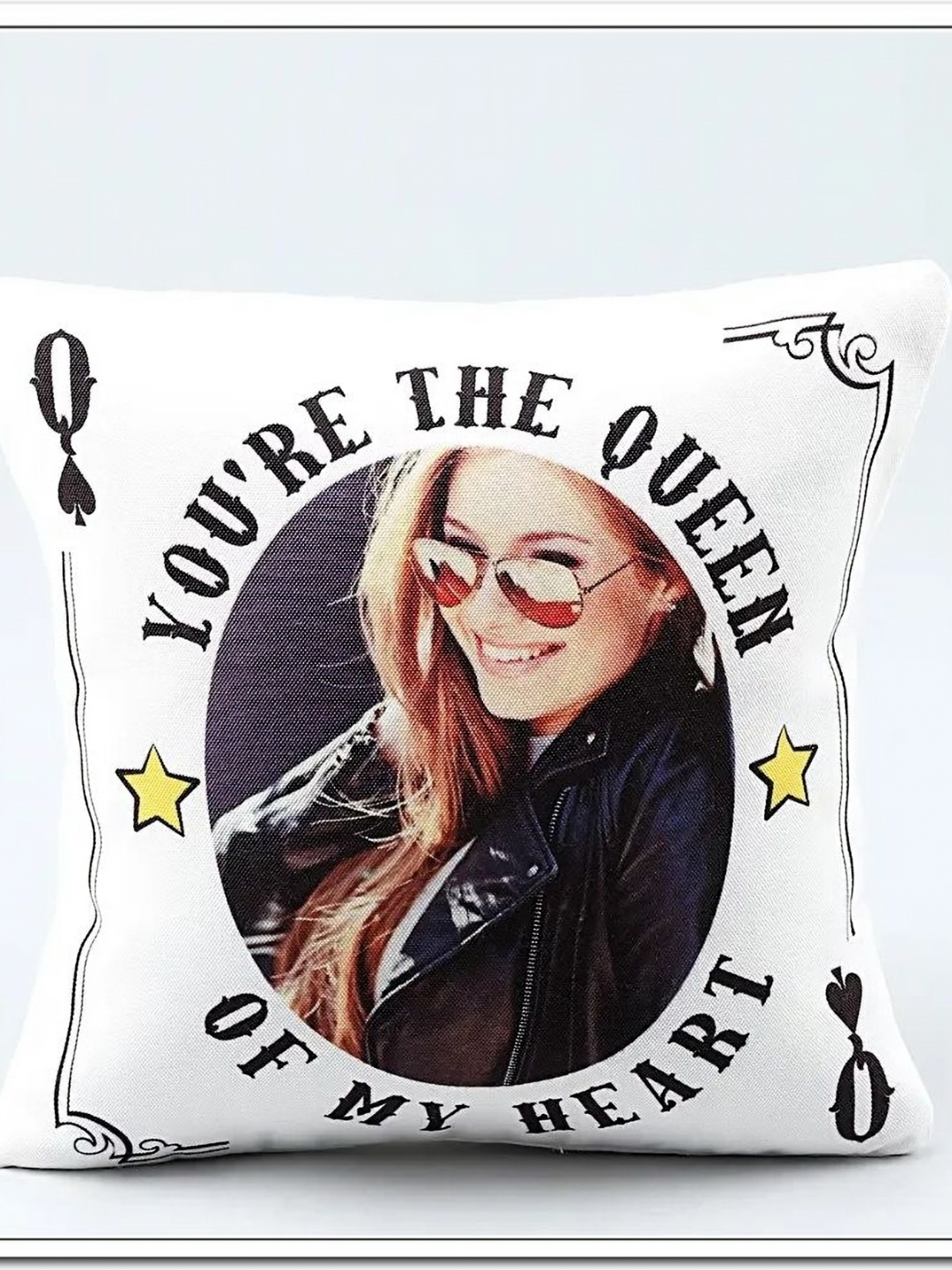 

fnp Black & White Printed Personalised You are The Queen Cushion