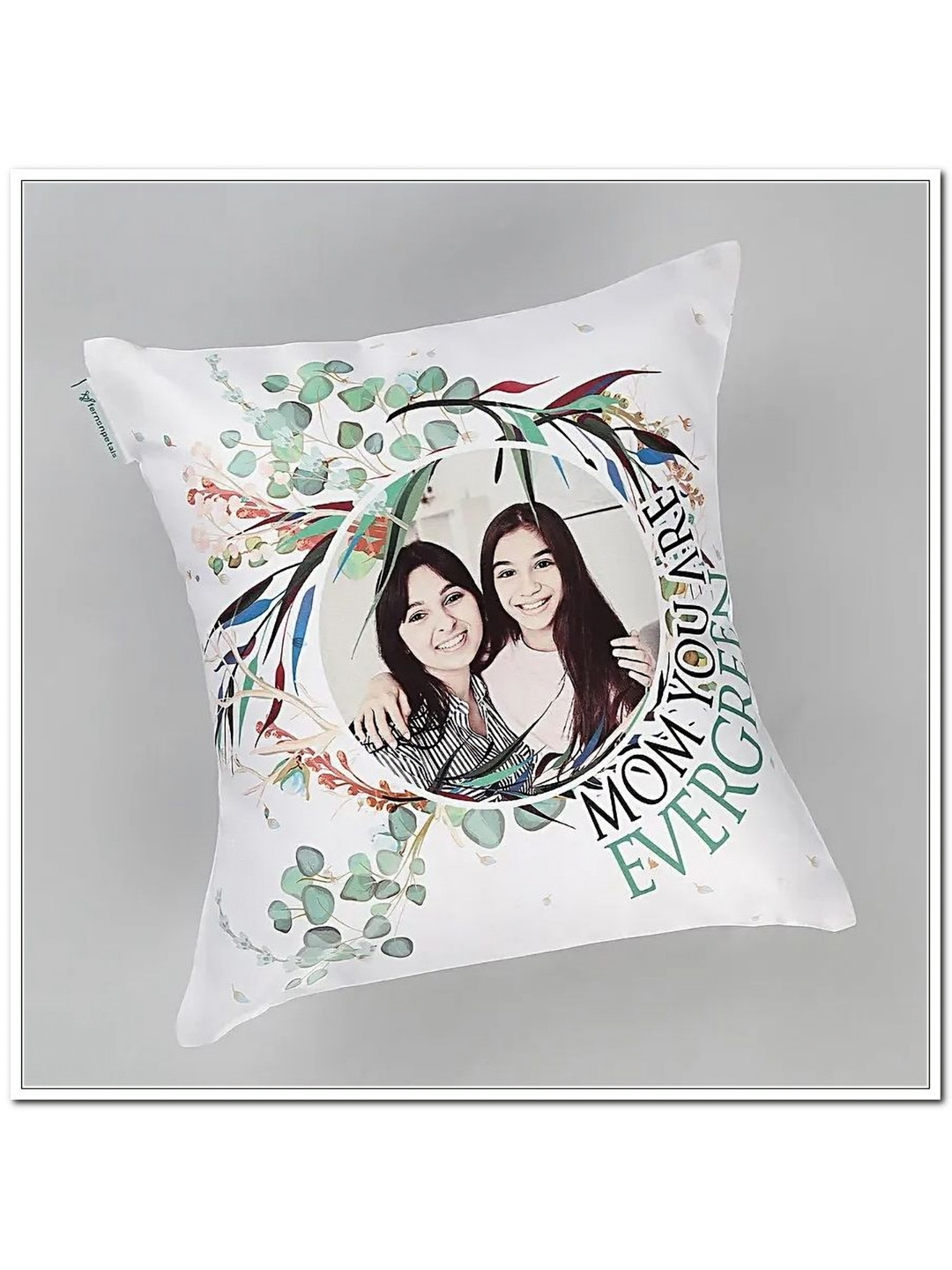 

fnp White & Green Personalized Printed Pre-Filled Cushion