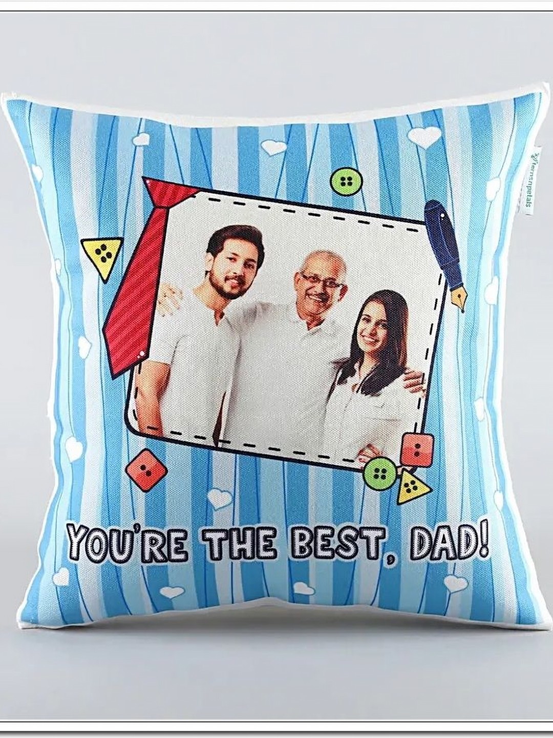 

fnp Blue & White Personalized Printed Pre-Filled Cushion
