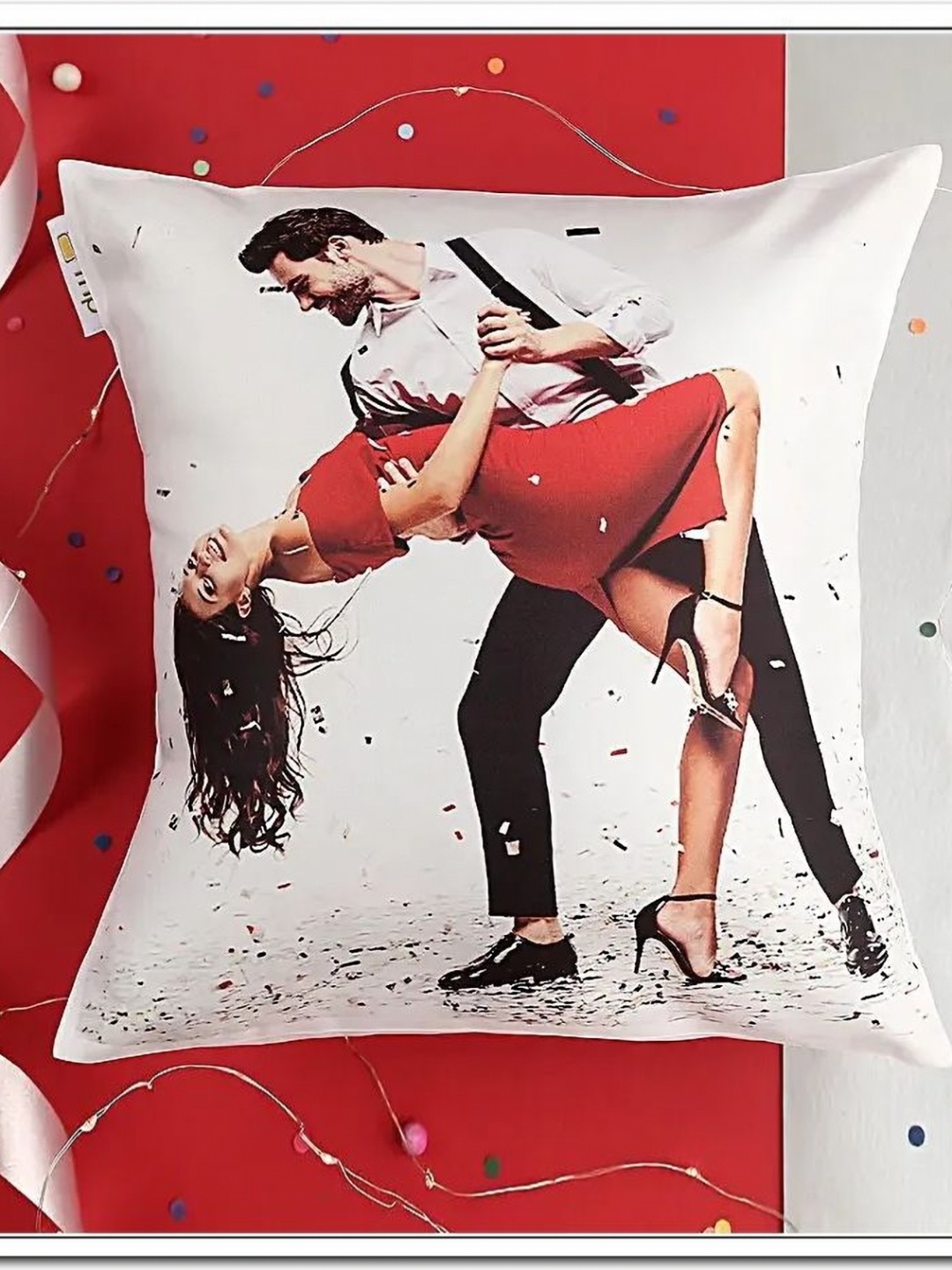 

fnp White & Red Printed Personalised Photograph Cushion