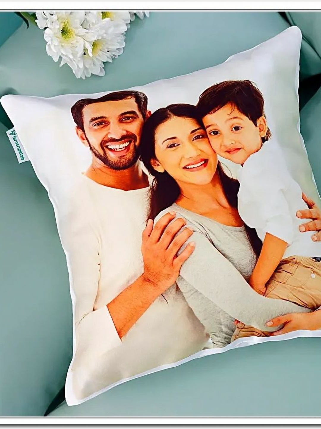 

fnp White Personalized Printed Pre-Filled Cushion