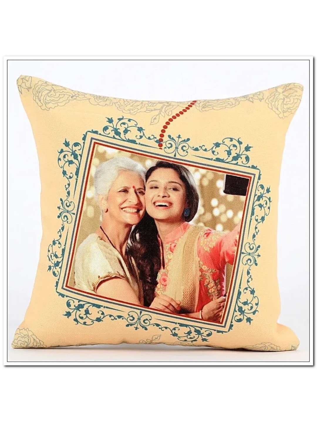 

fnp Cream & Teal Personalized Printed Pre-Filled Cushion