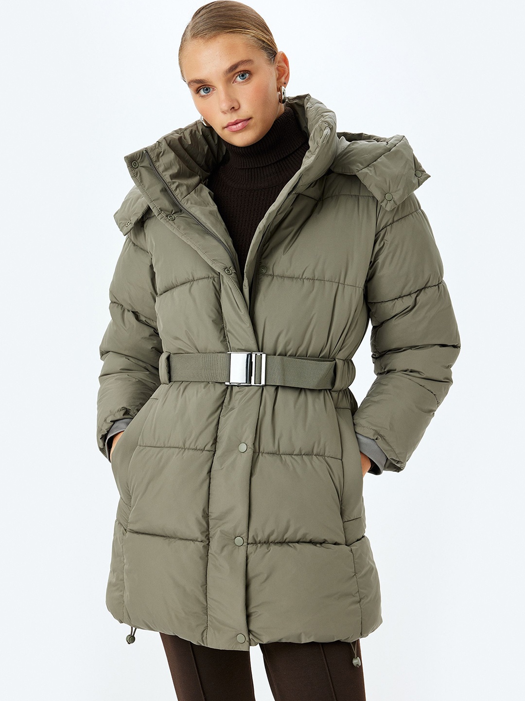 

Koton Women Hooded Puffer Jacket, Olive