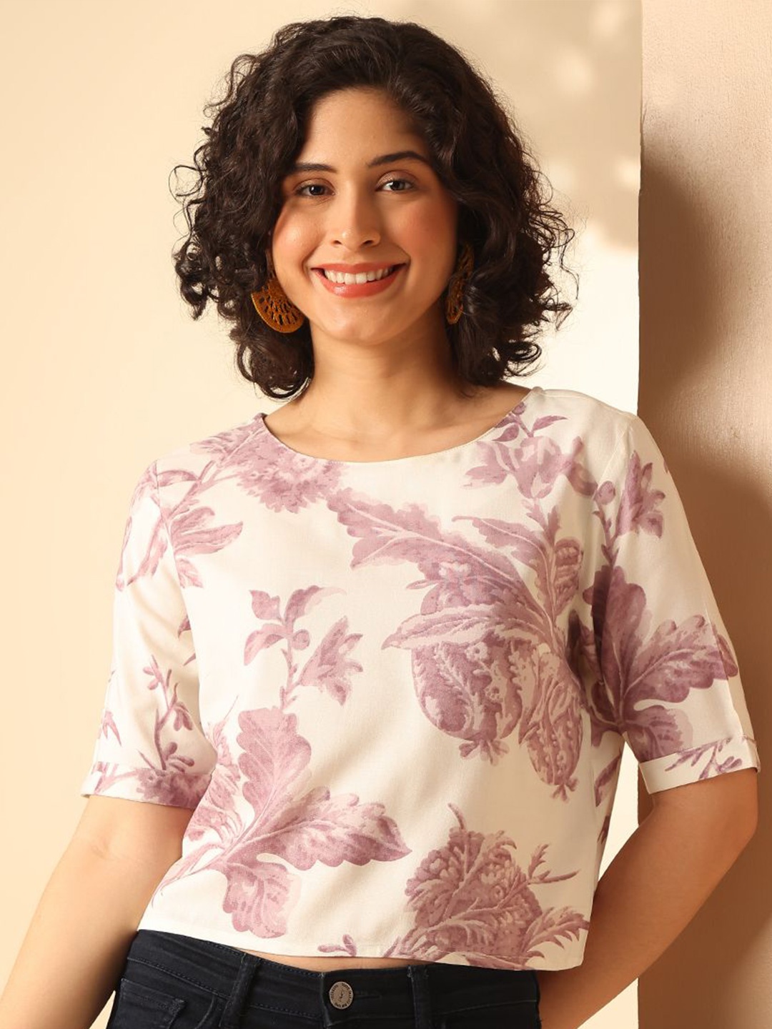 

Anouk Women Floral Printed Top, Purple
