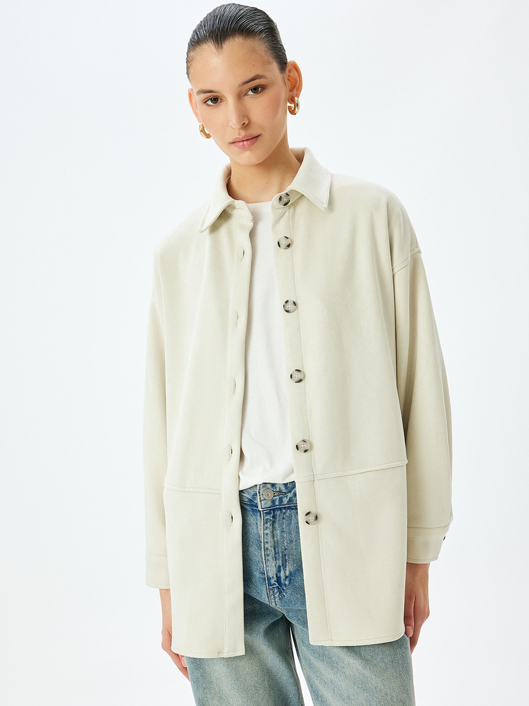 

Koton Women Longline Tailored Jacket, Grey